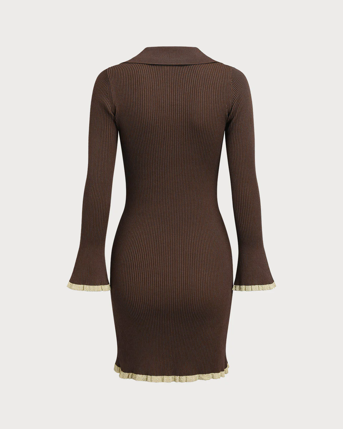 Brown Bodycon Button Sweater Dress - Image 7