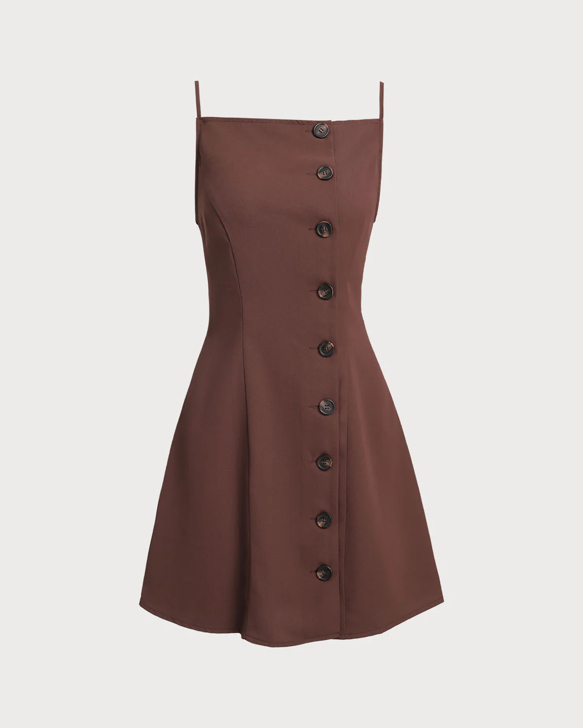 Brown Button Pleated Slip Mini Dress - Image 5