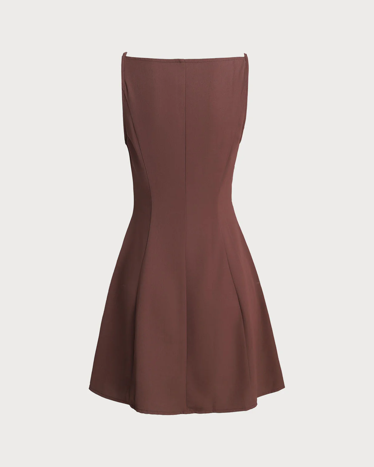 Brown Button Pleated Slip Mini Dress - Image 6