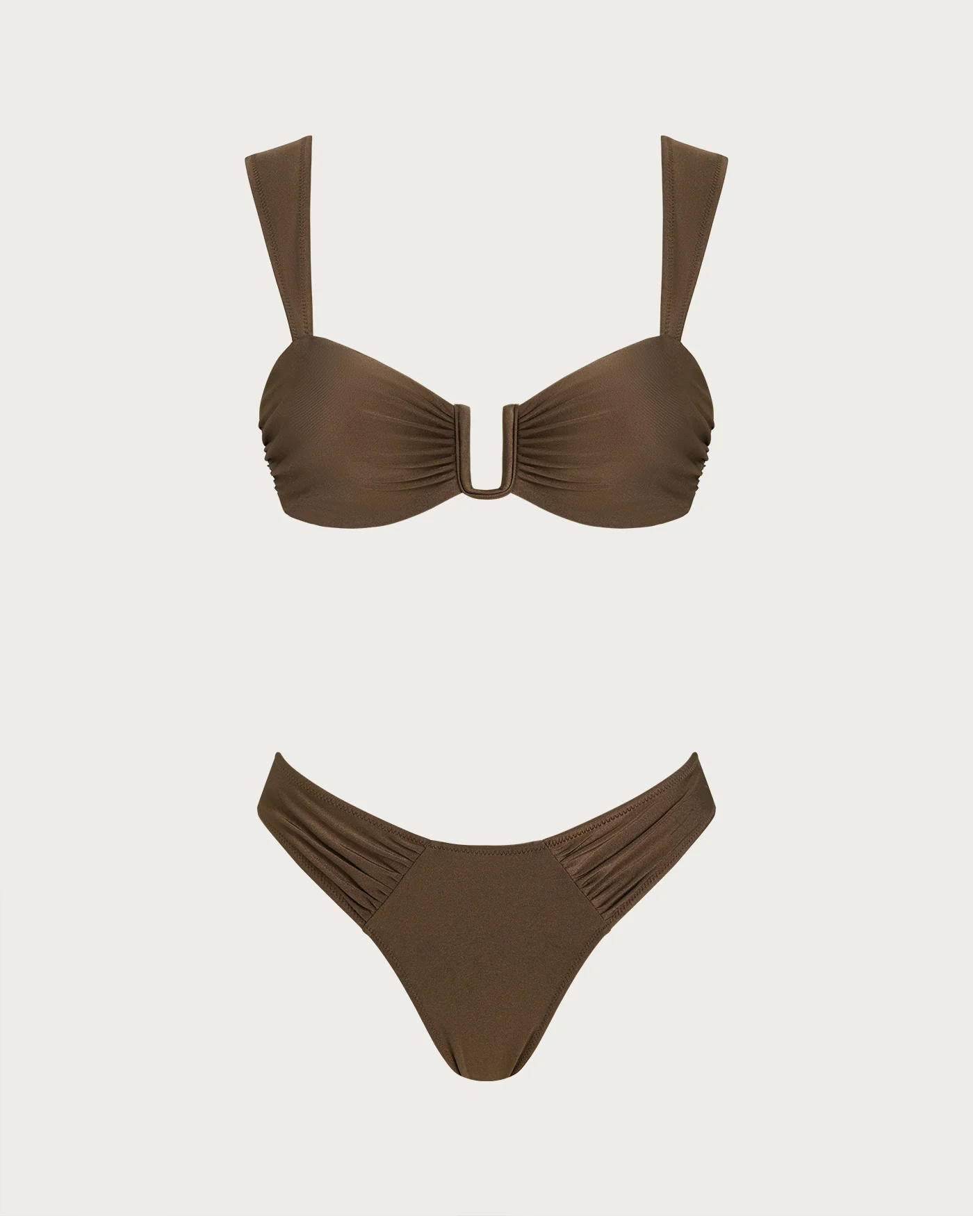 Brown Cut Out Drawstring Bikini Set - Image 3