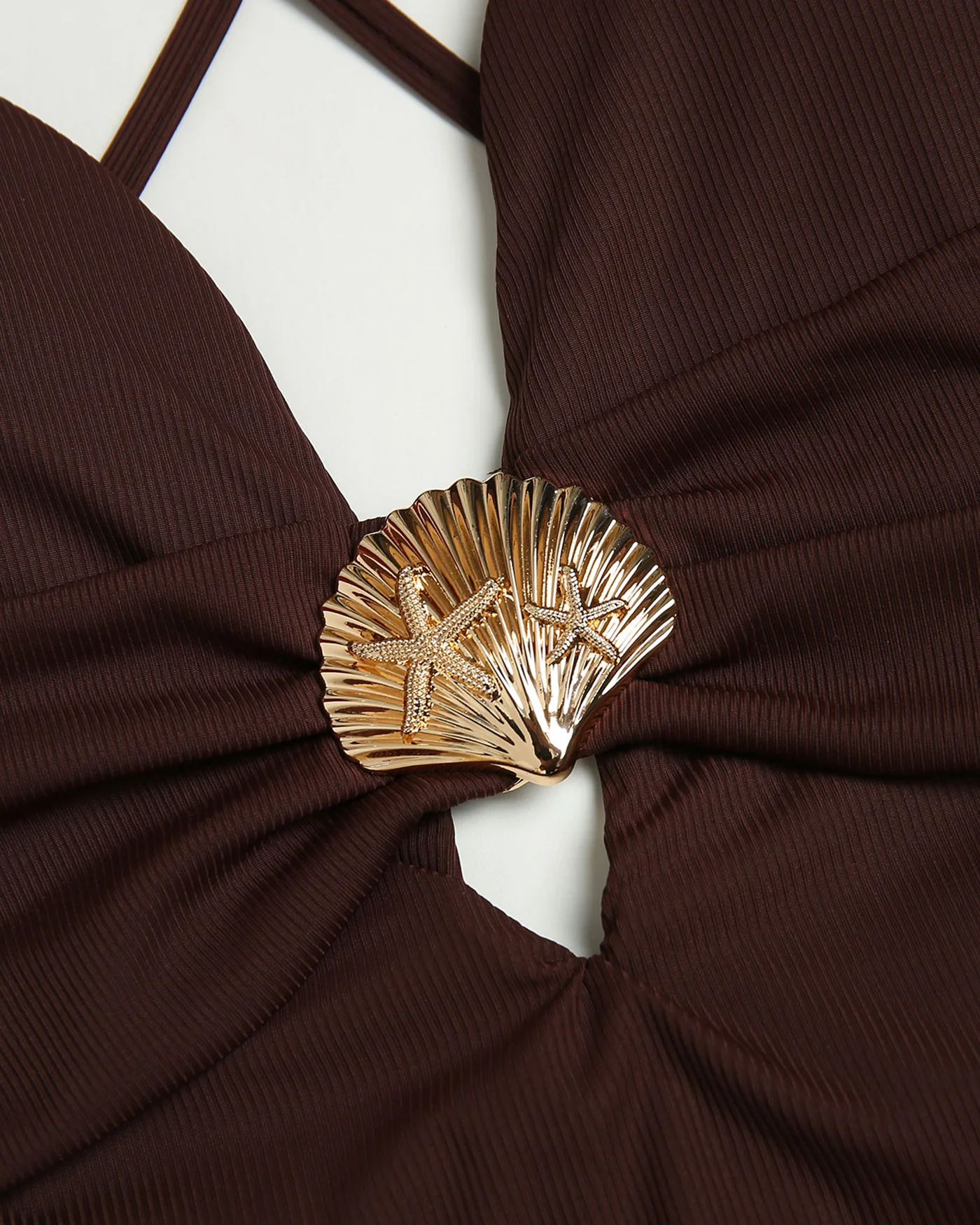 Brown Cut Out One Piece Swimwear - Image 4