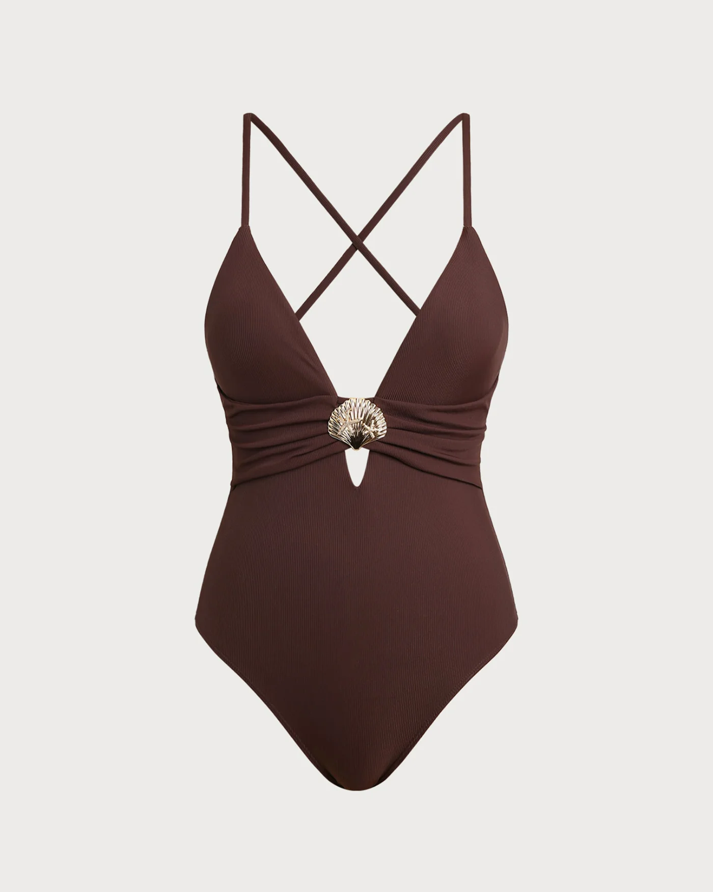 Brown Cut Out One Piece Swimwear - Image 5
