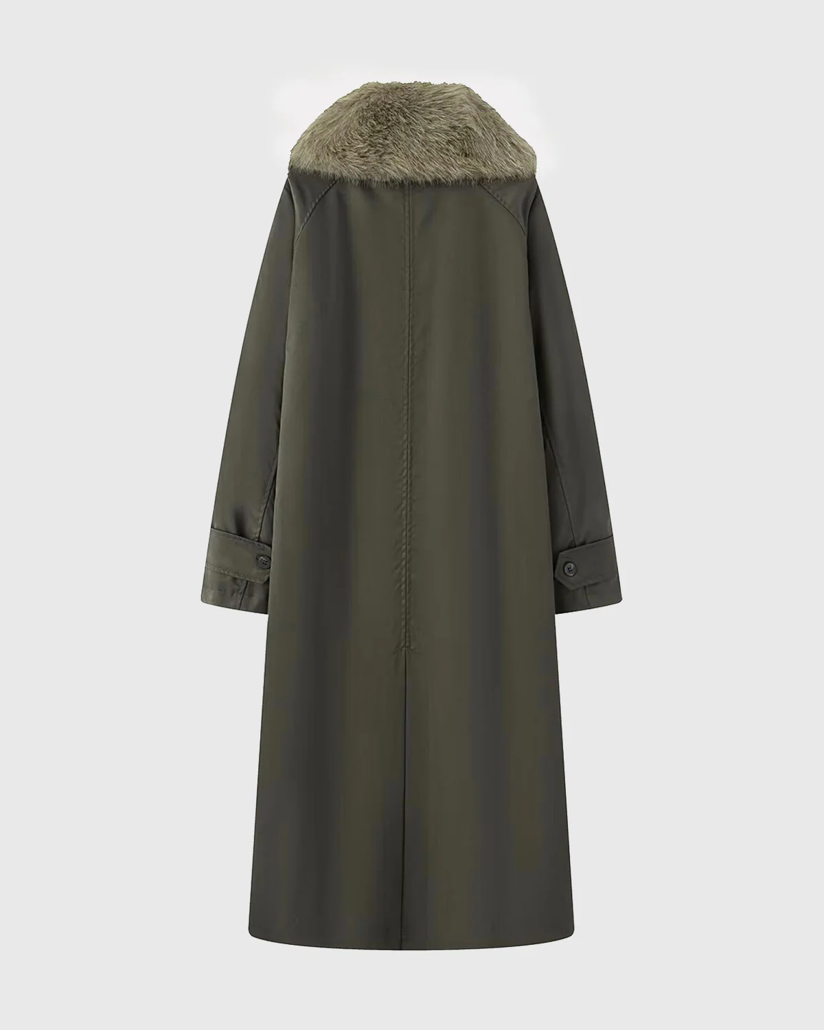 Brown Fur Collar Reverible Long Coat - Image 7