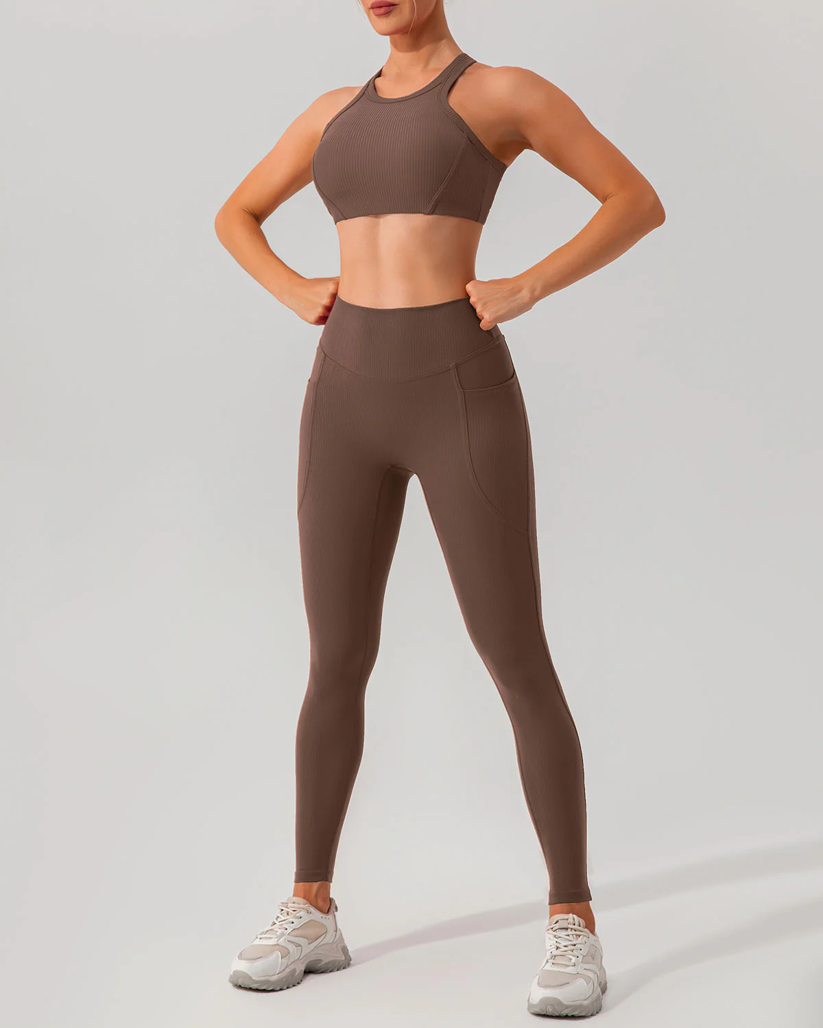 Brown I-back Yoga Tank Top - Image 4