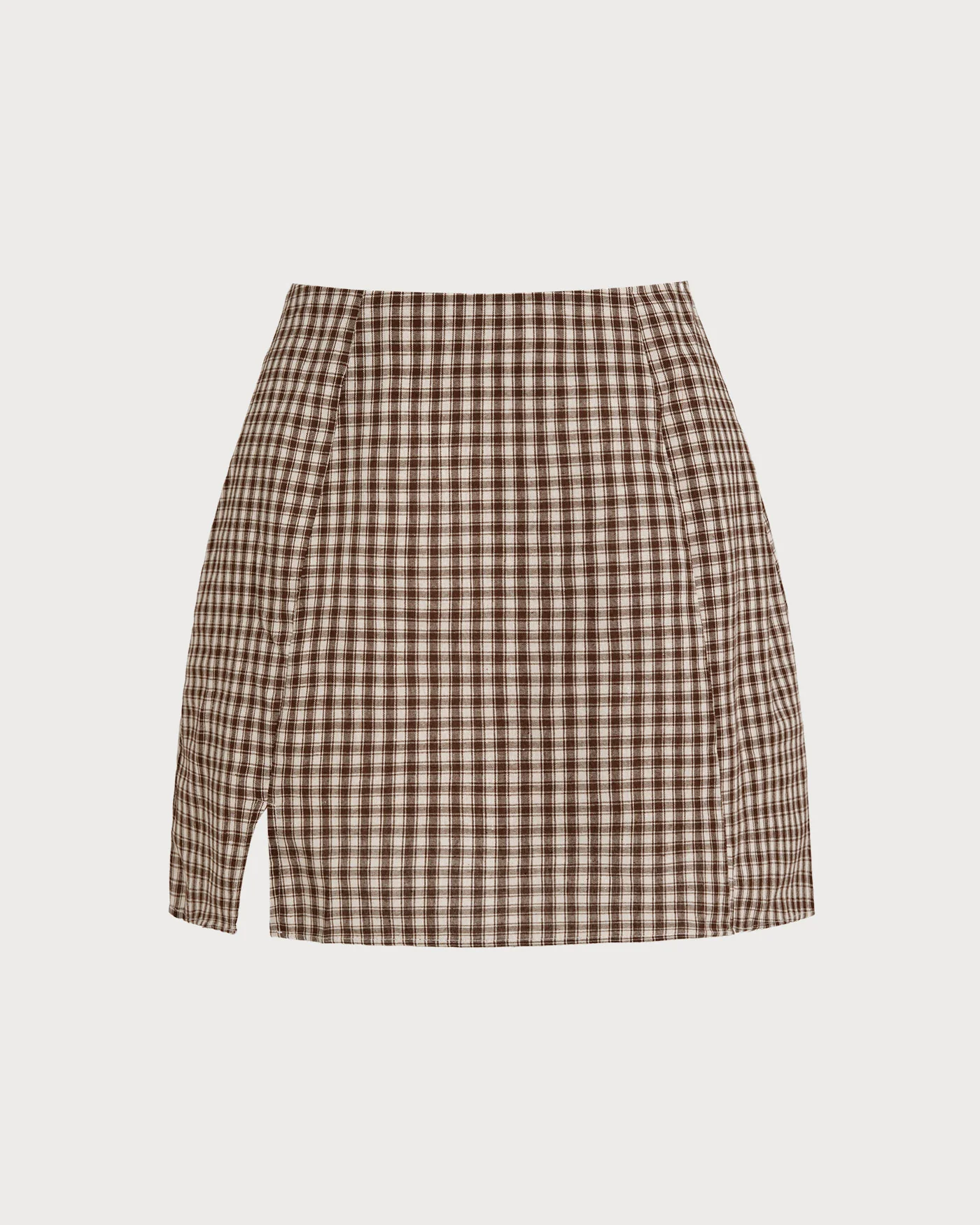 Brown Plaid A-Line Skirt - Image 10