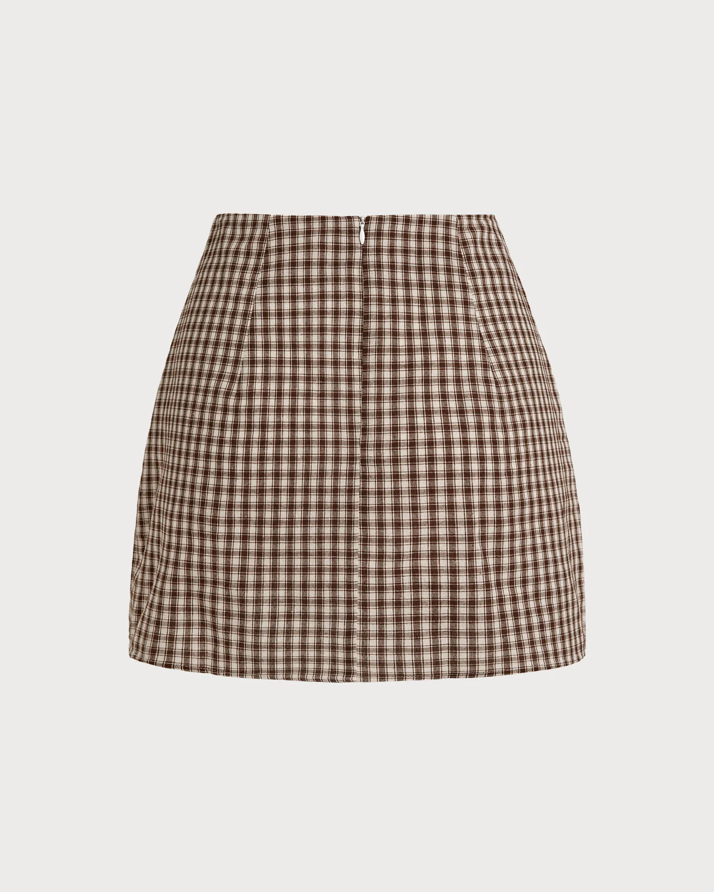 Brown Plaid A-Line Skirt - Image 11