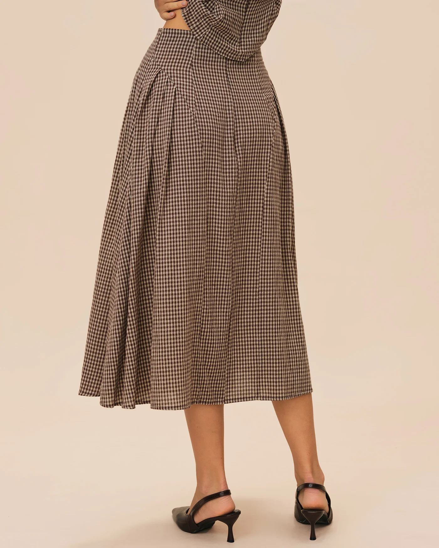 Brown Plaid Midi Skirt - Image 3