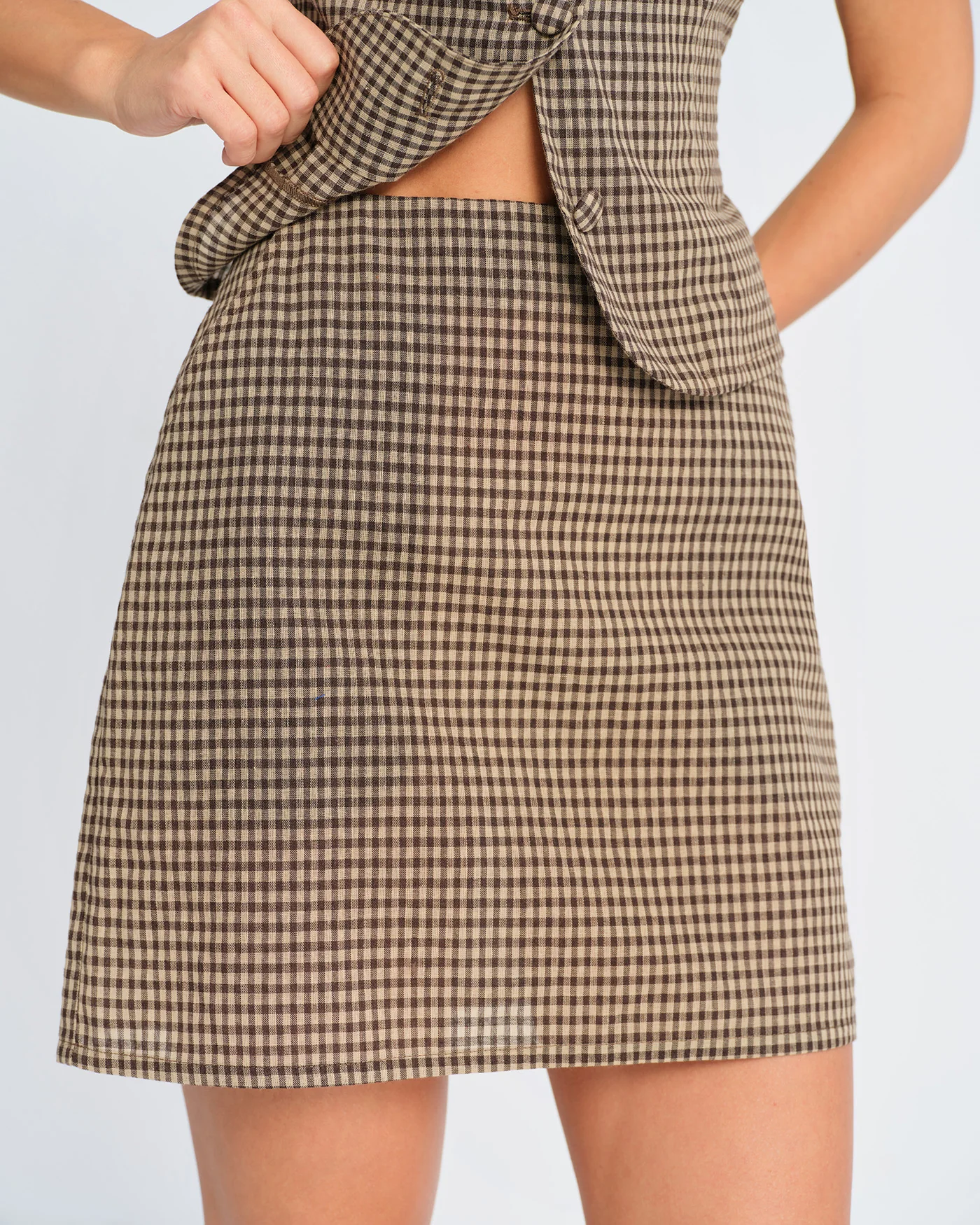Brown Plaid Mini Skirt - Image 6