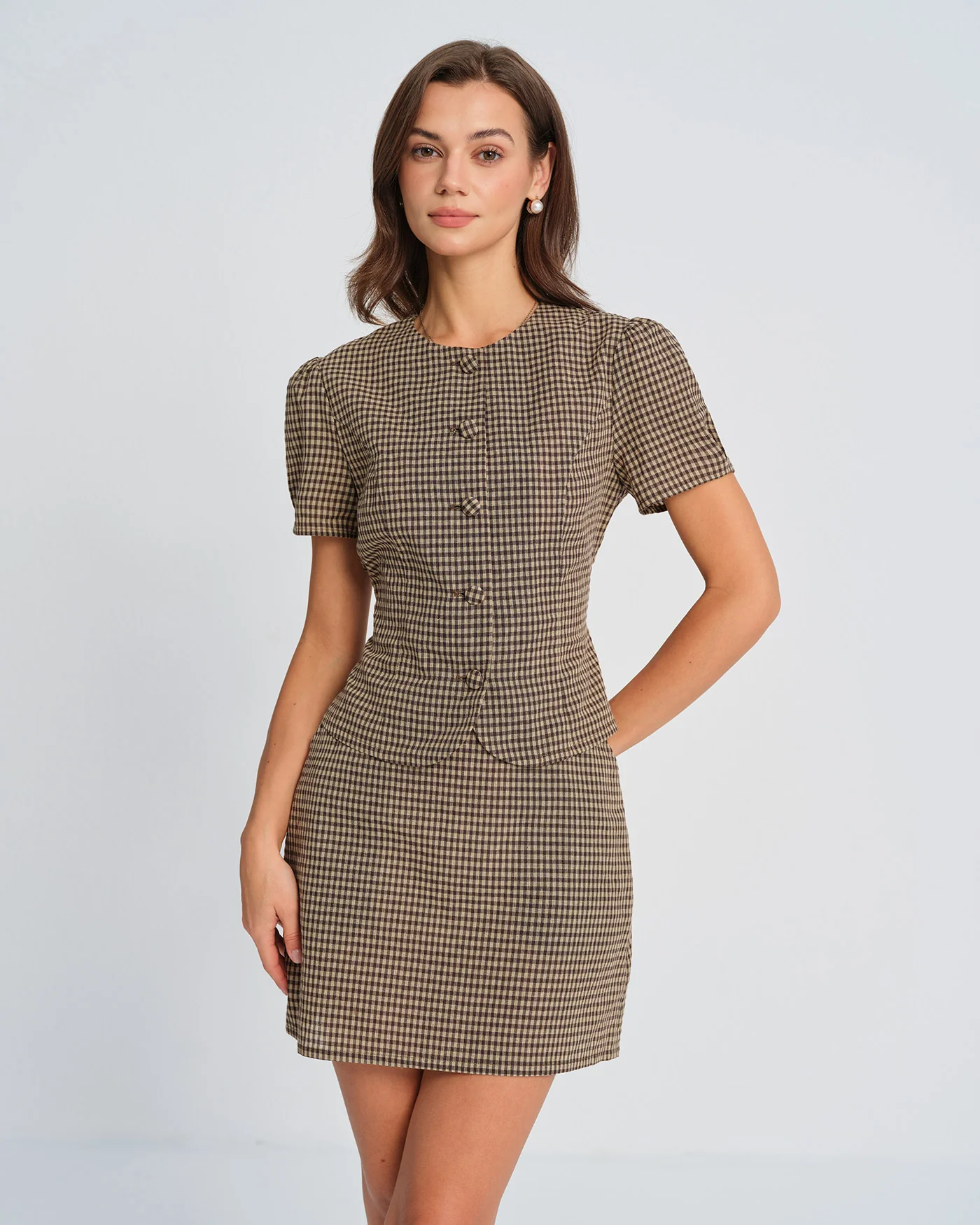 Brown Plaid Mini Skirt - Image 8