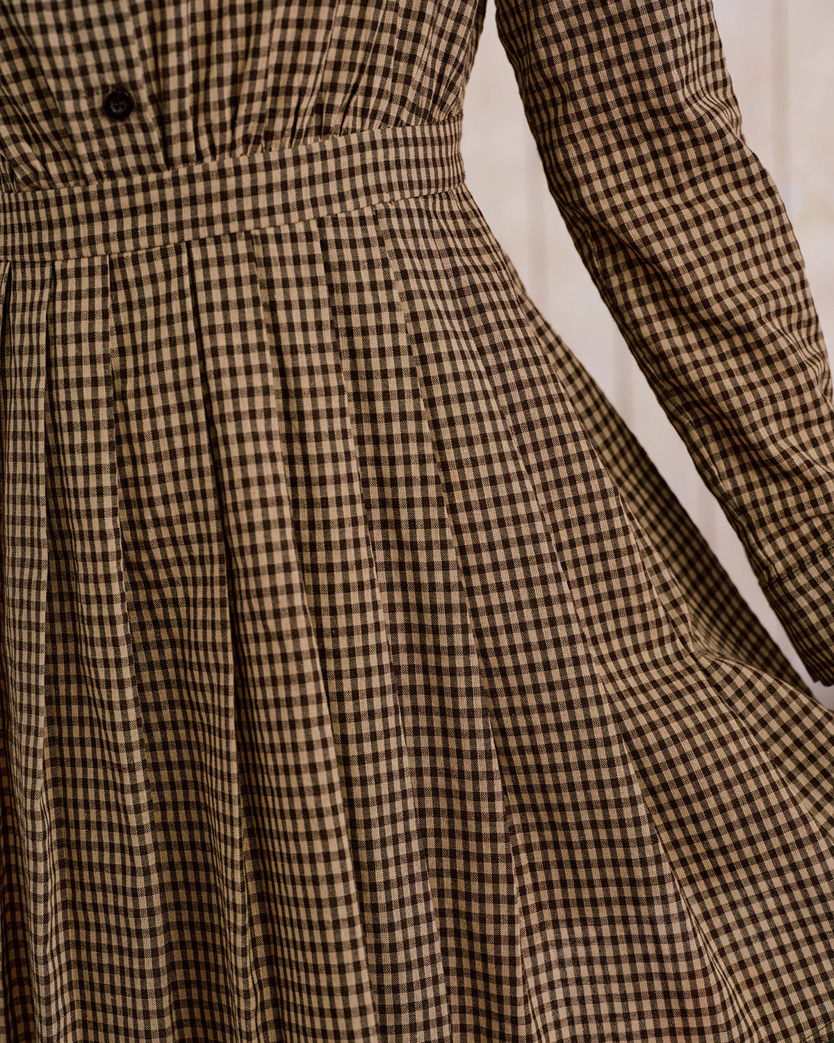 Brown Plaid Pleated Mini Dress - Image 2