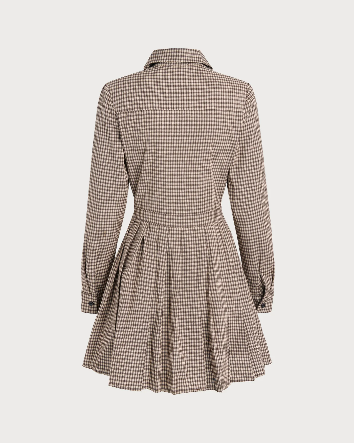 Brown Plaid Pleated Mini Dress - Image 8