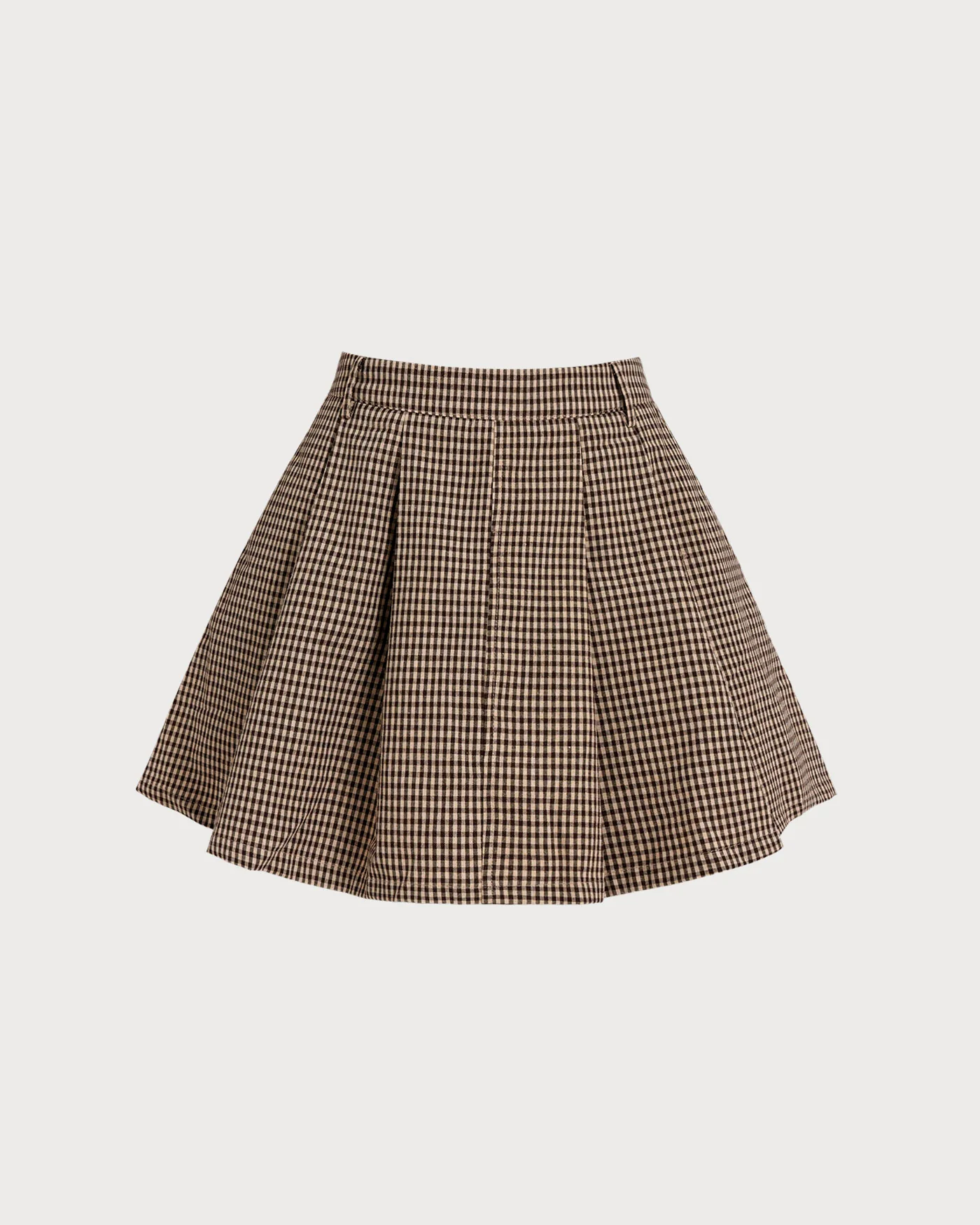Brown Plaid Ruched Skirt - Image 12