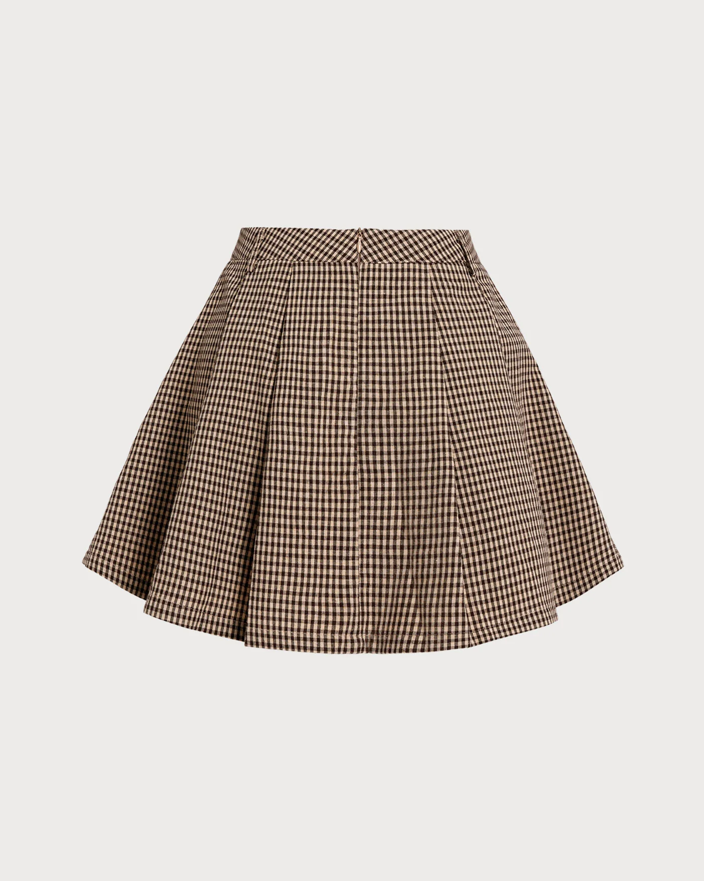 Brown Plaid Ruched Skirt - Image 13