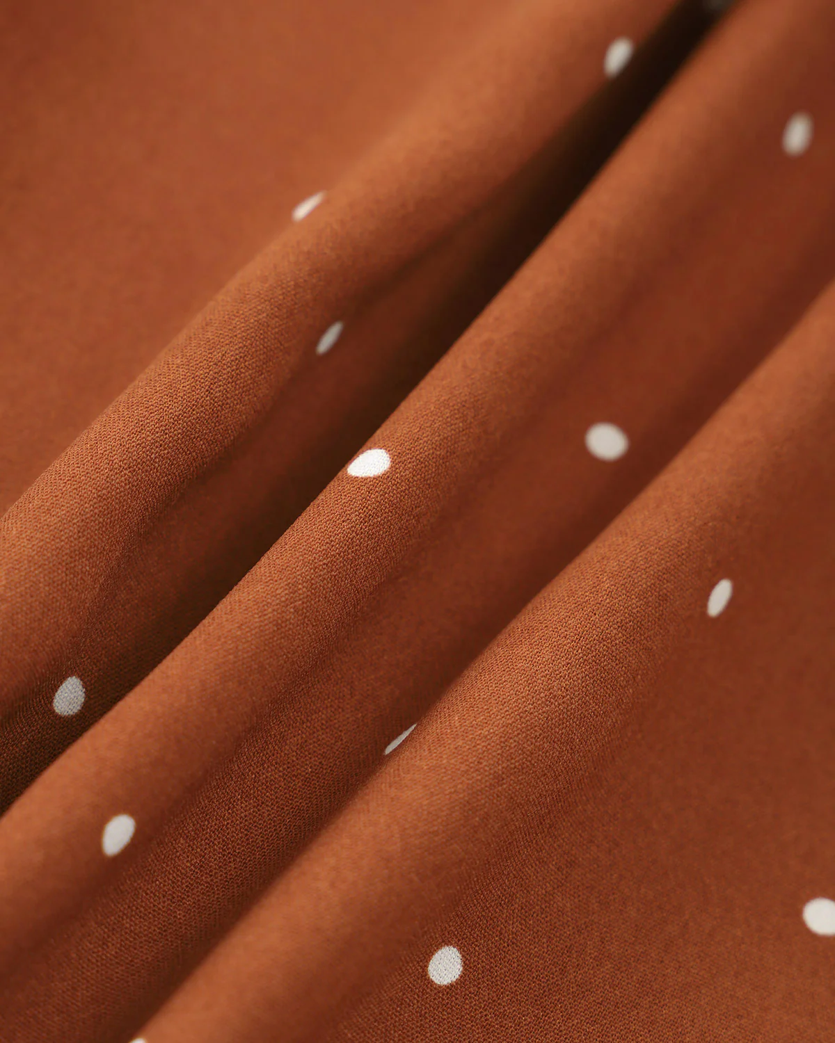 Brown Polka Dot Pleated Midi Dress - Image 6