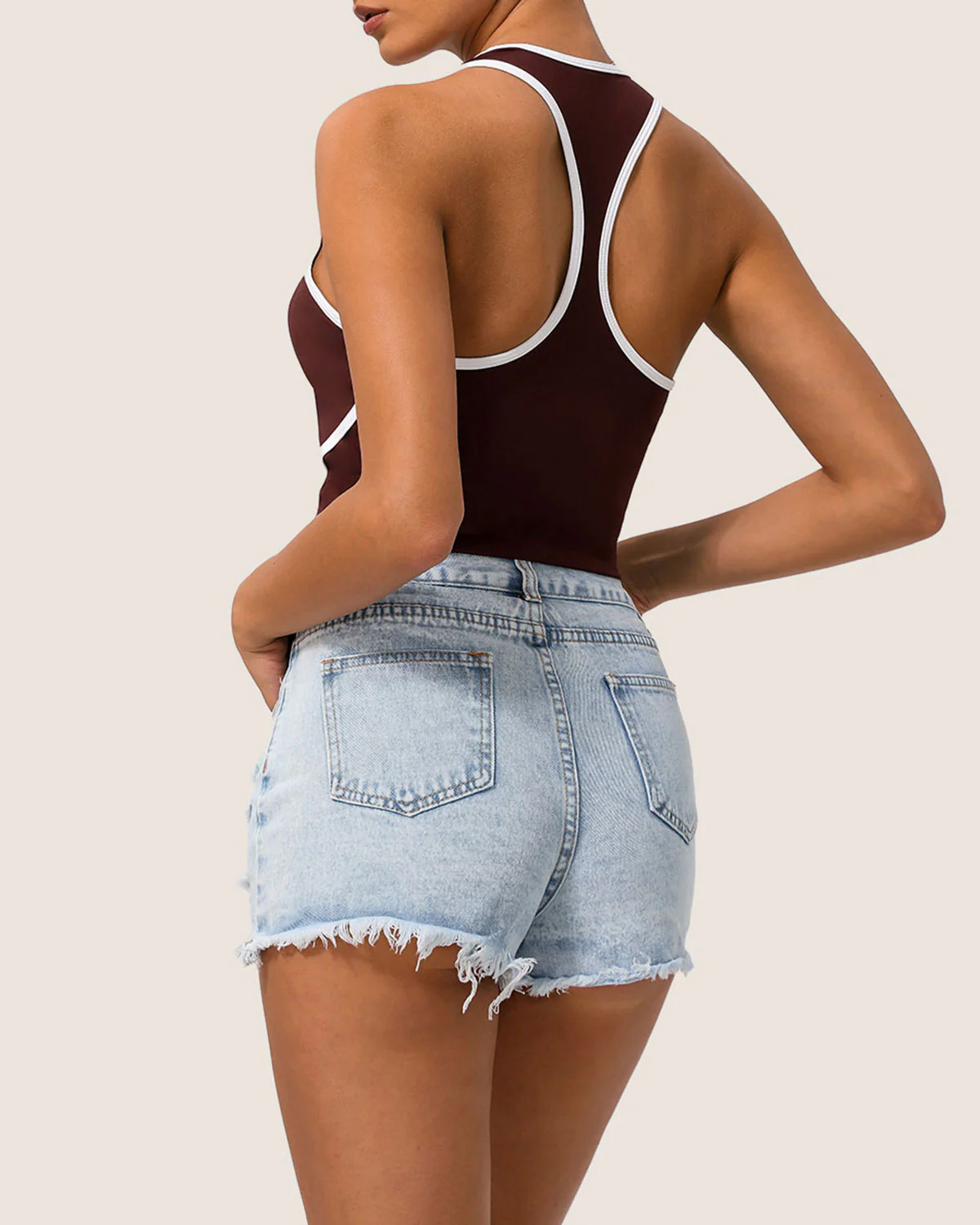Brown Scoop Neck Yoga Tank Top - Light Support - Image 2