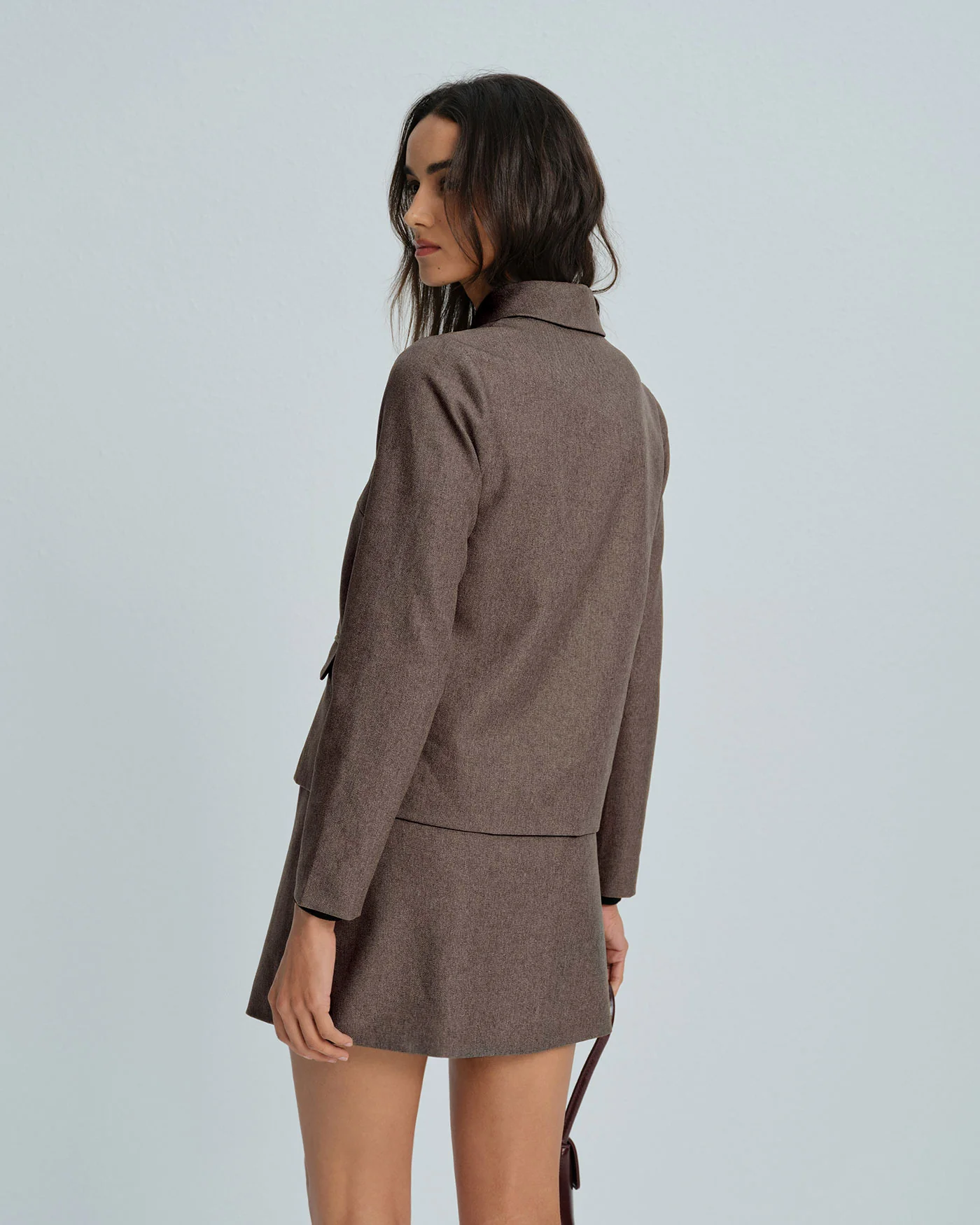 Brown Single Breasted Solid Jacket - Image 3