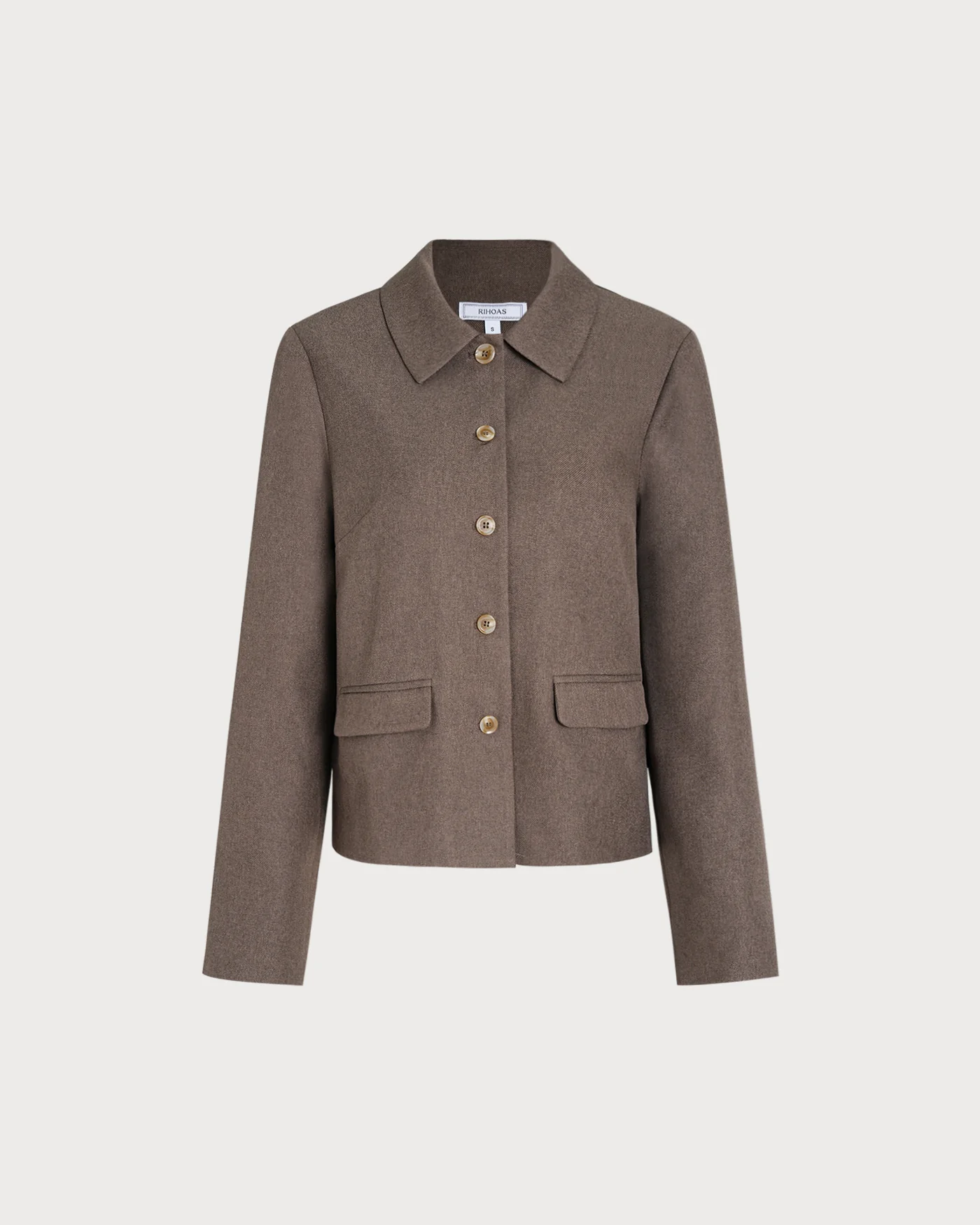 Brown Single Breasted Solid Jacket - Image 5