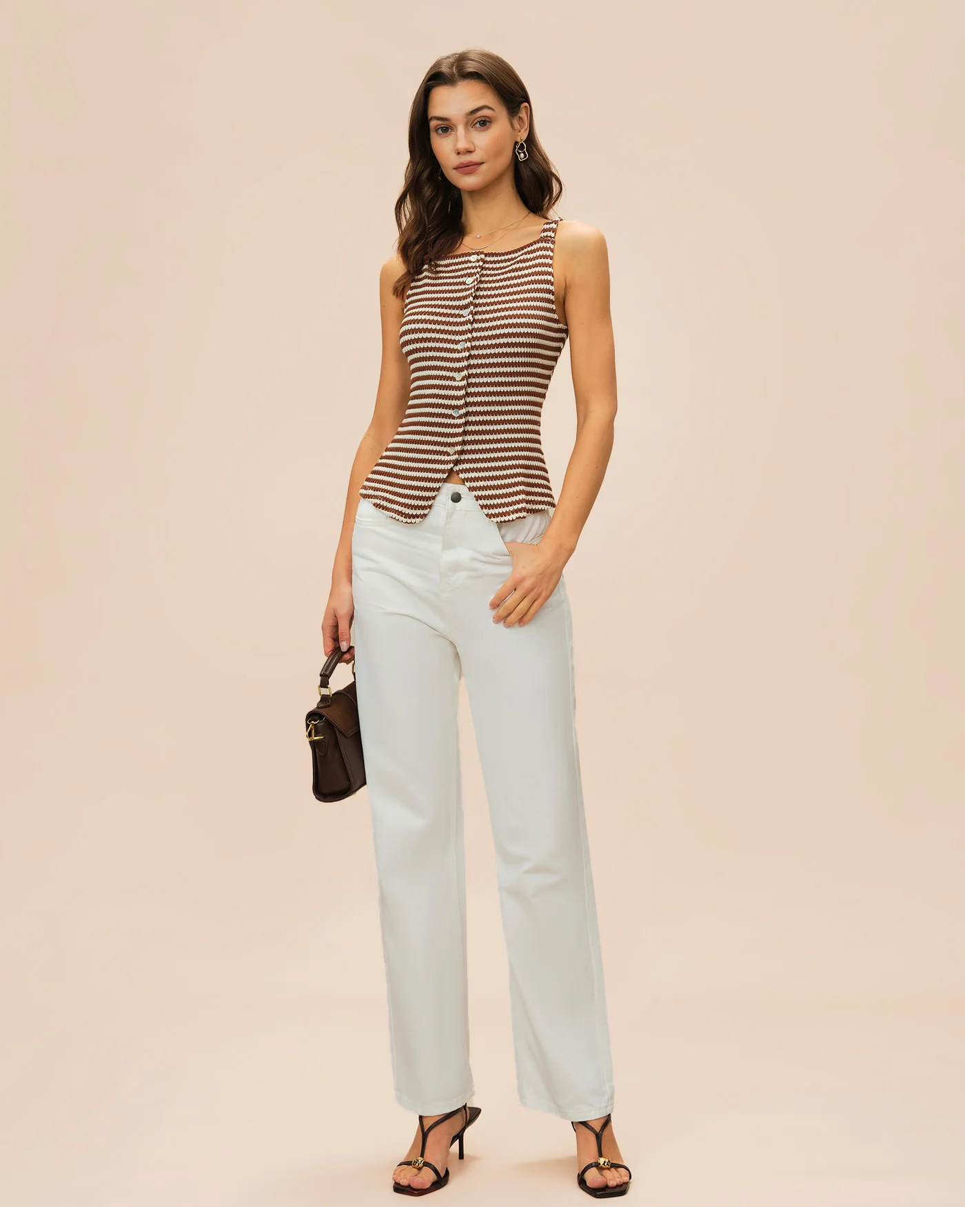 Brown Square Neck Tank Top - Image 5
