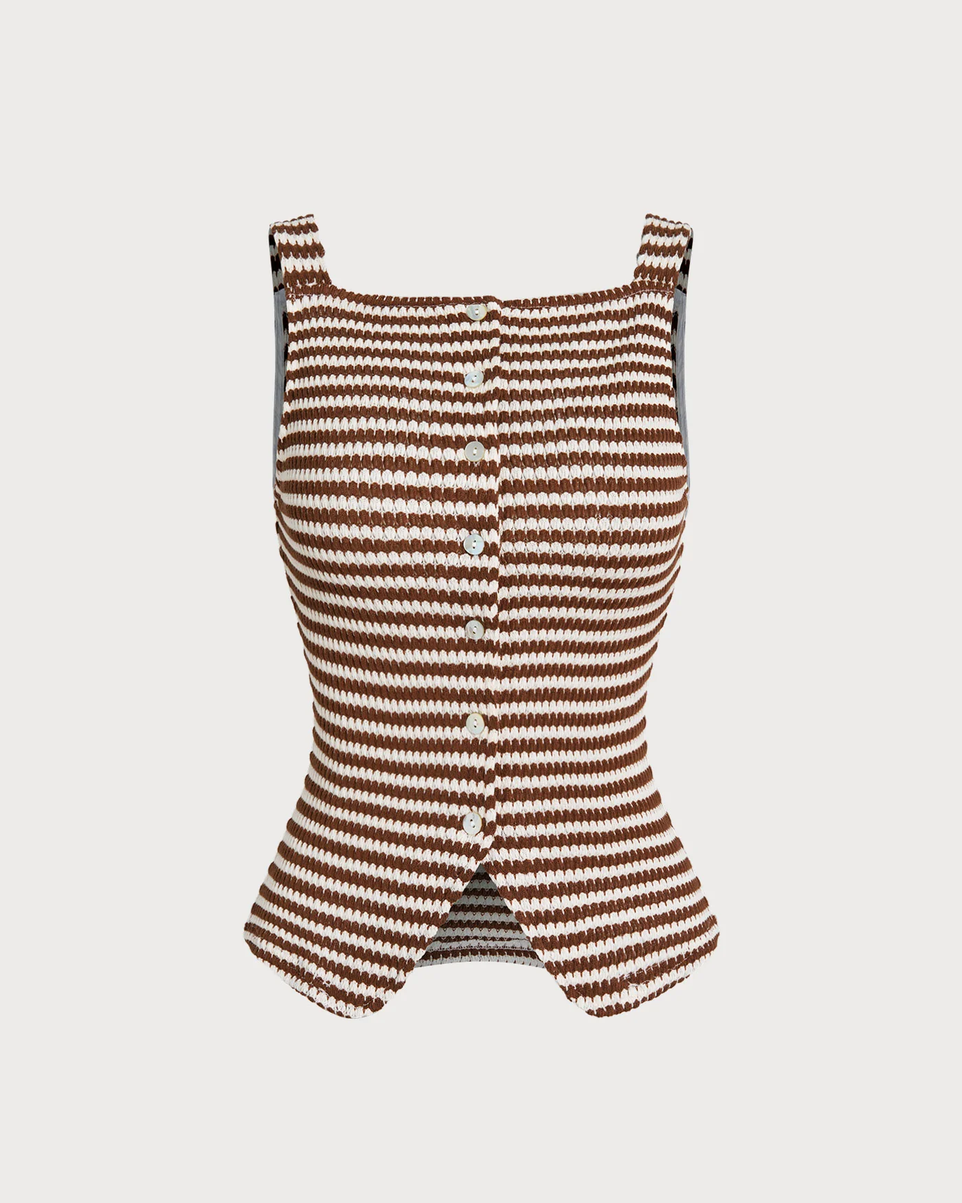 Brown Square Neck Tank Top - Image 6