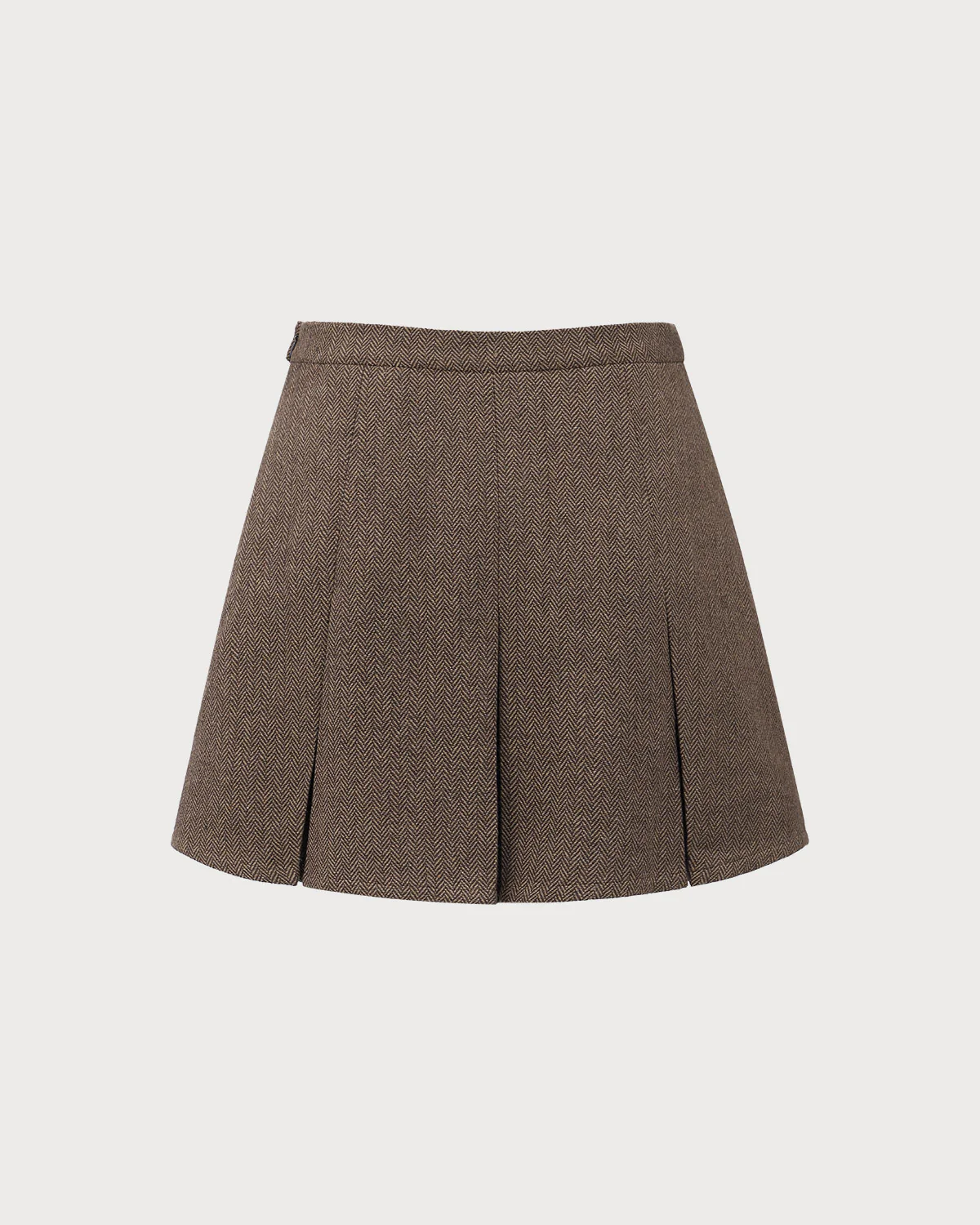 Brown Striped Pleated Mini Skirt - Image 7
