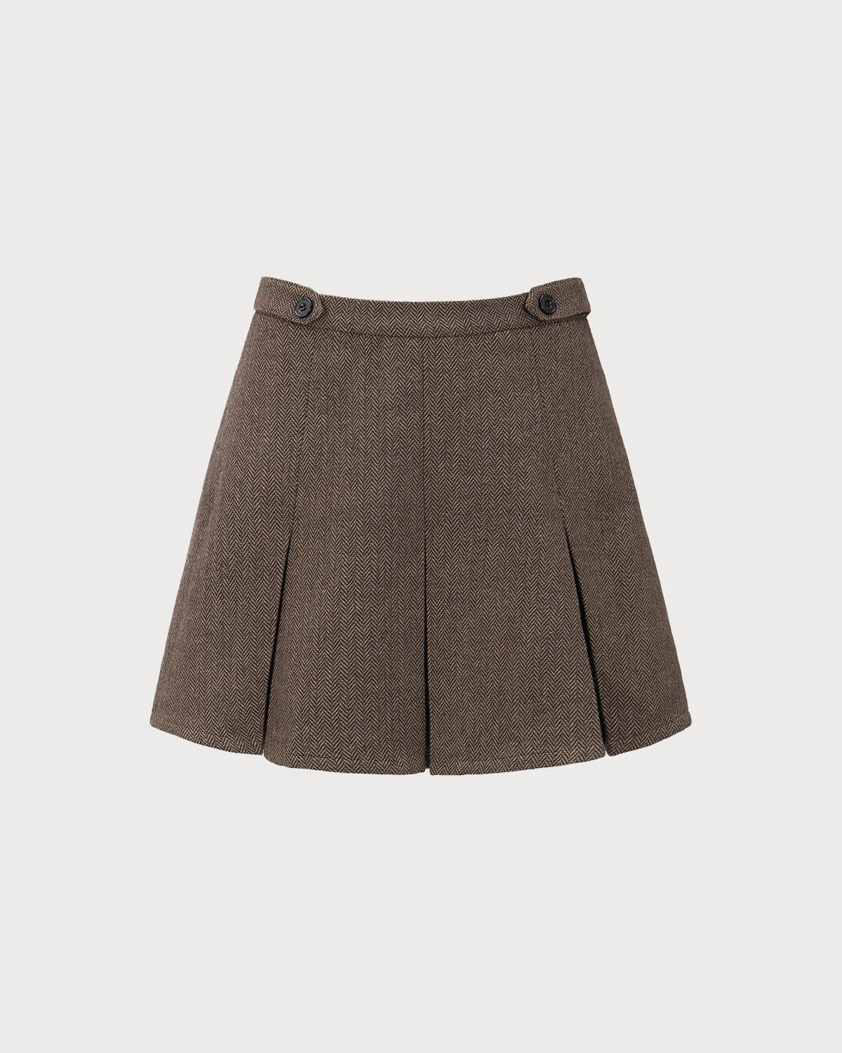 Brown Striped Pleated Mini Skirt - Image 8