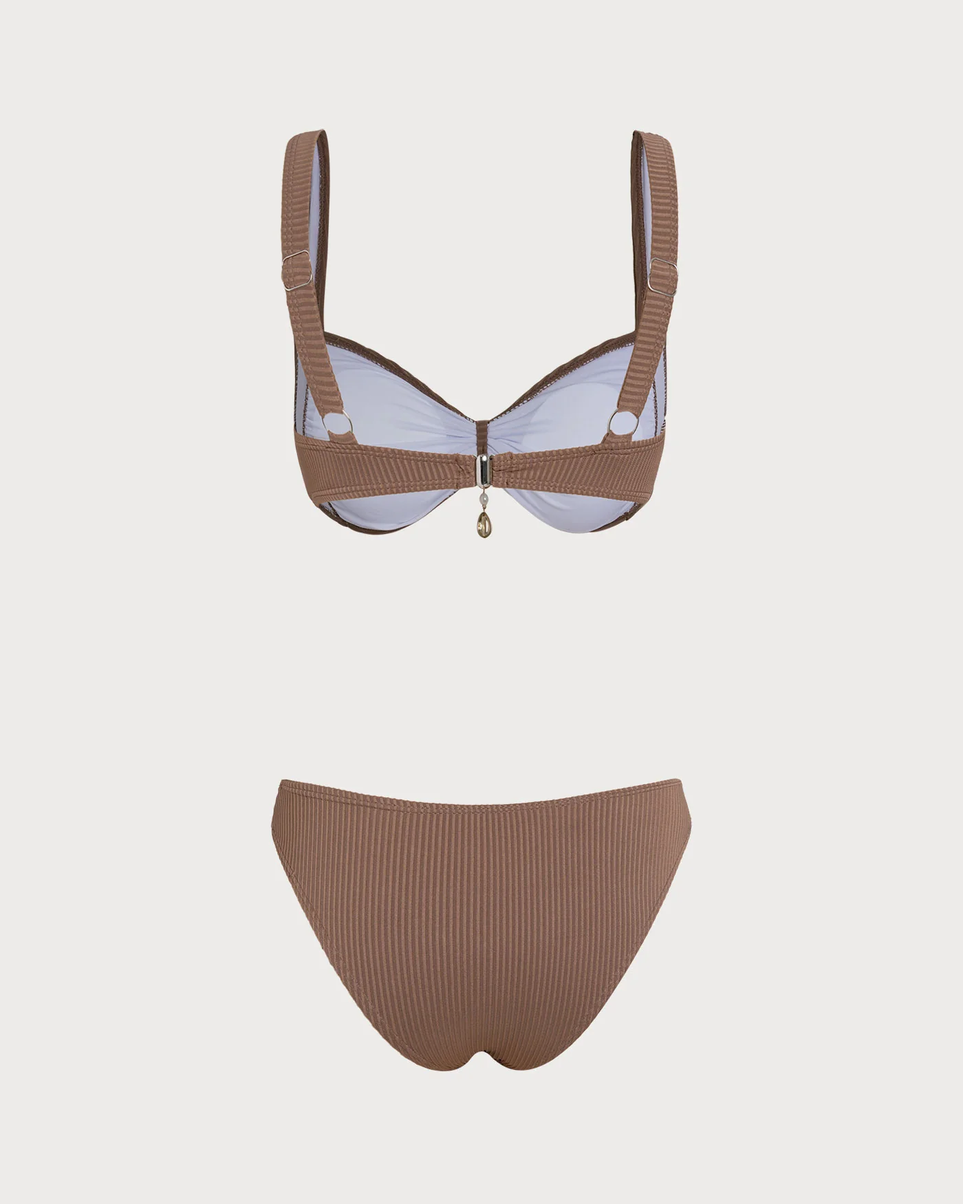 Brown Striped Triangle Bikini Set - Image 3