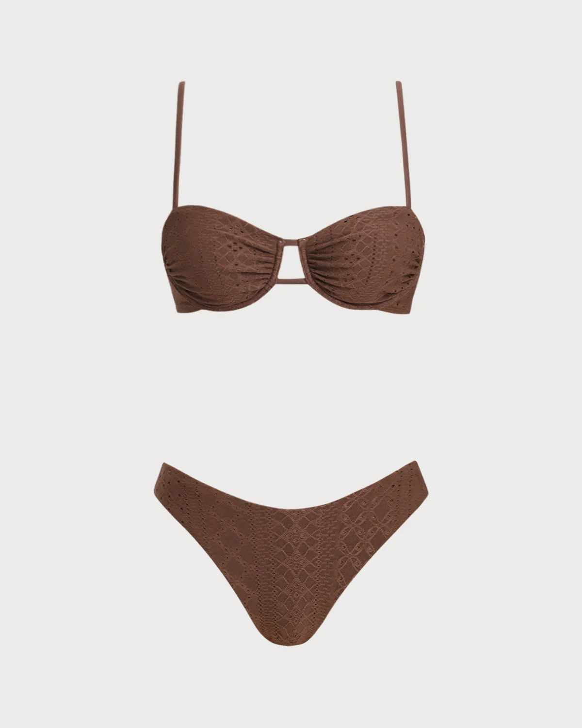 Brown Textured Underwire Bikini Set - Image 3