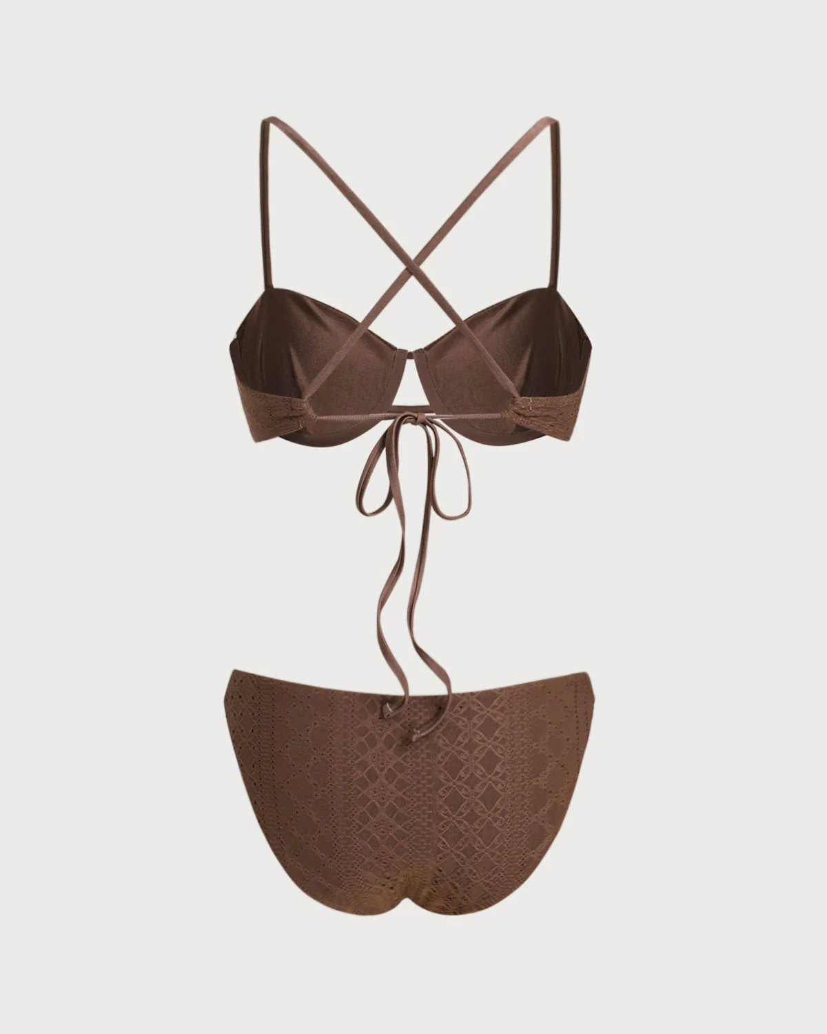 Brown Textured Underwire Bikini Set - Image 4
