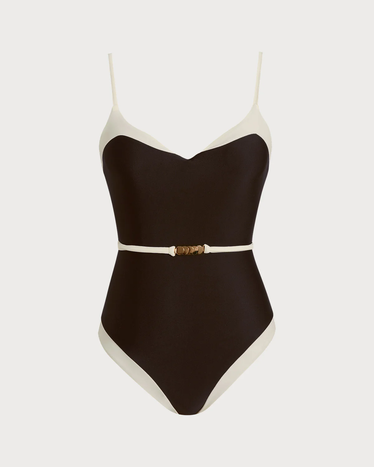 Brown V Neck Bralette One Piece - Image 2