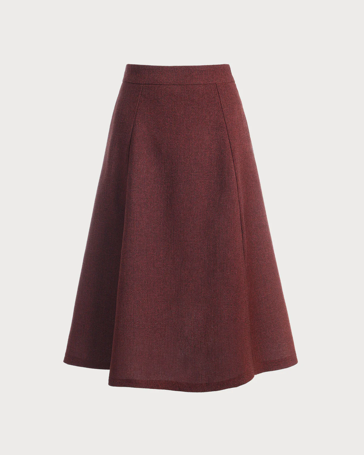 Burgundy High Waisted Tweed Skirt - Image 5