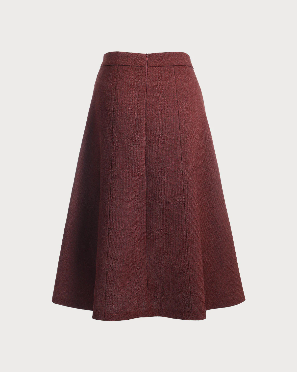 Burgundy High Waisted Tweed Skirt - Image 6
