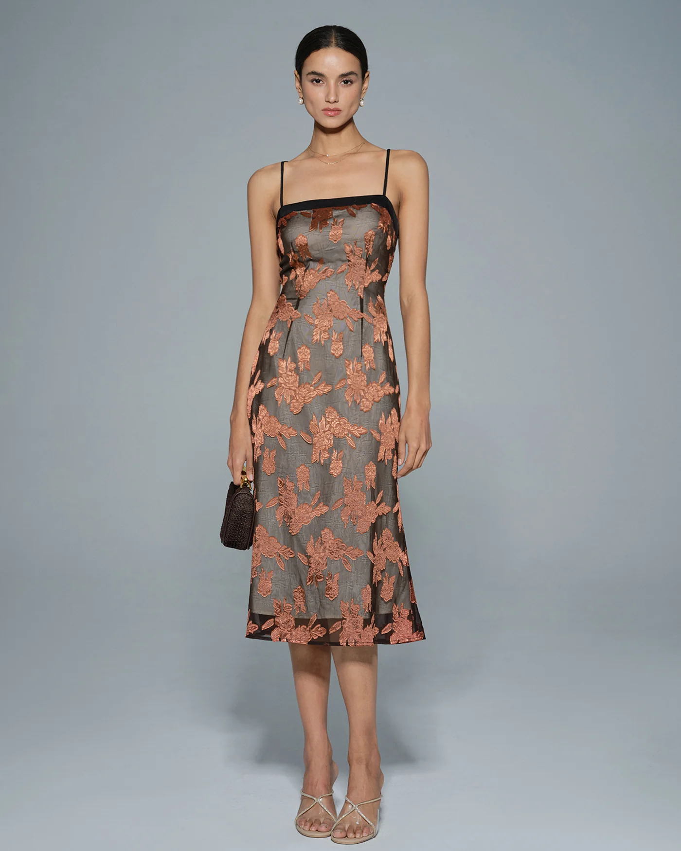 Caramel Floral Slip Midi Dress - Image 2