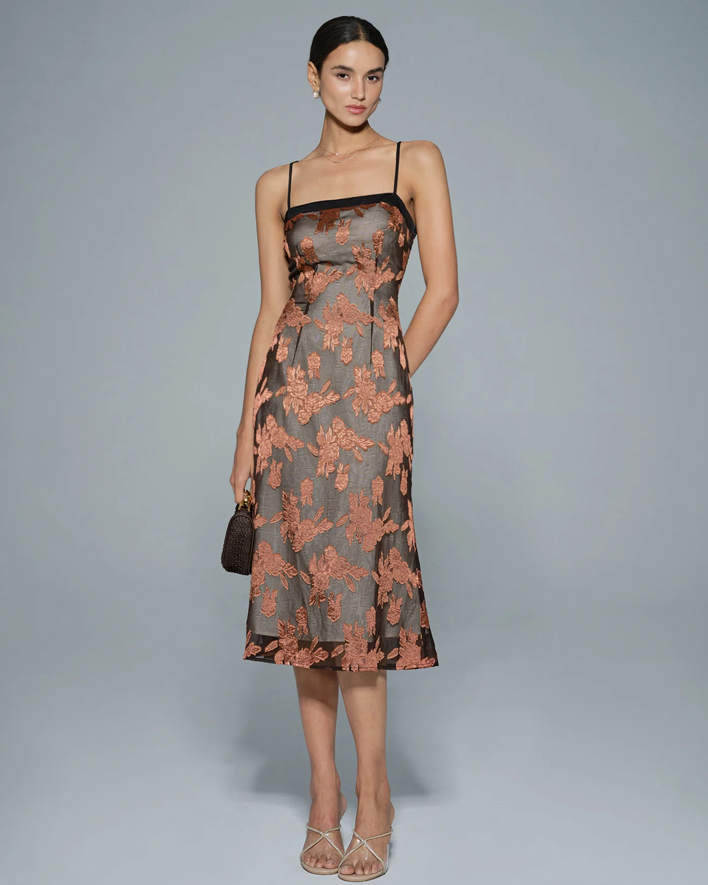 Caramel Floral Slip Midi Dress - Image 6