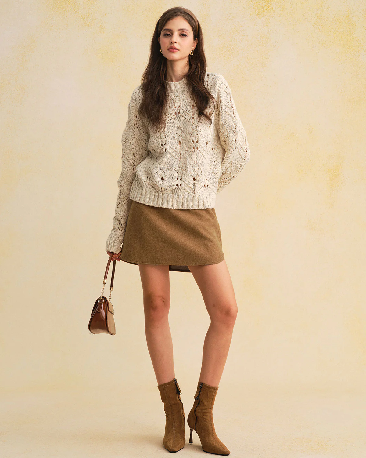 Caramel Natural Waisted A-Line Mini Skirt - Image 4