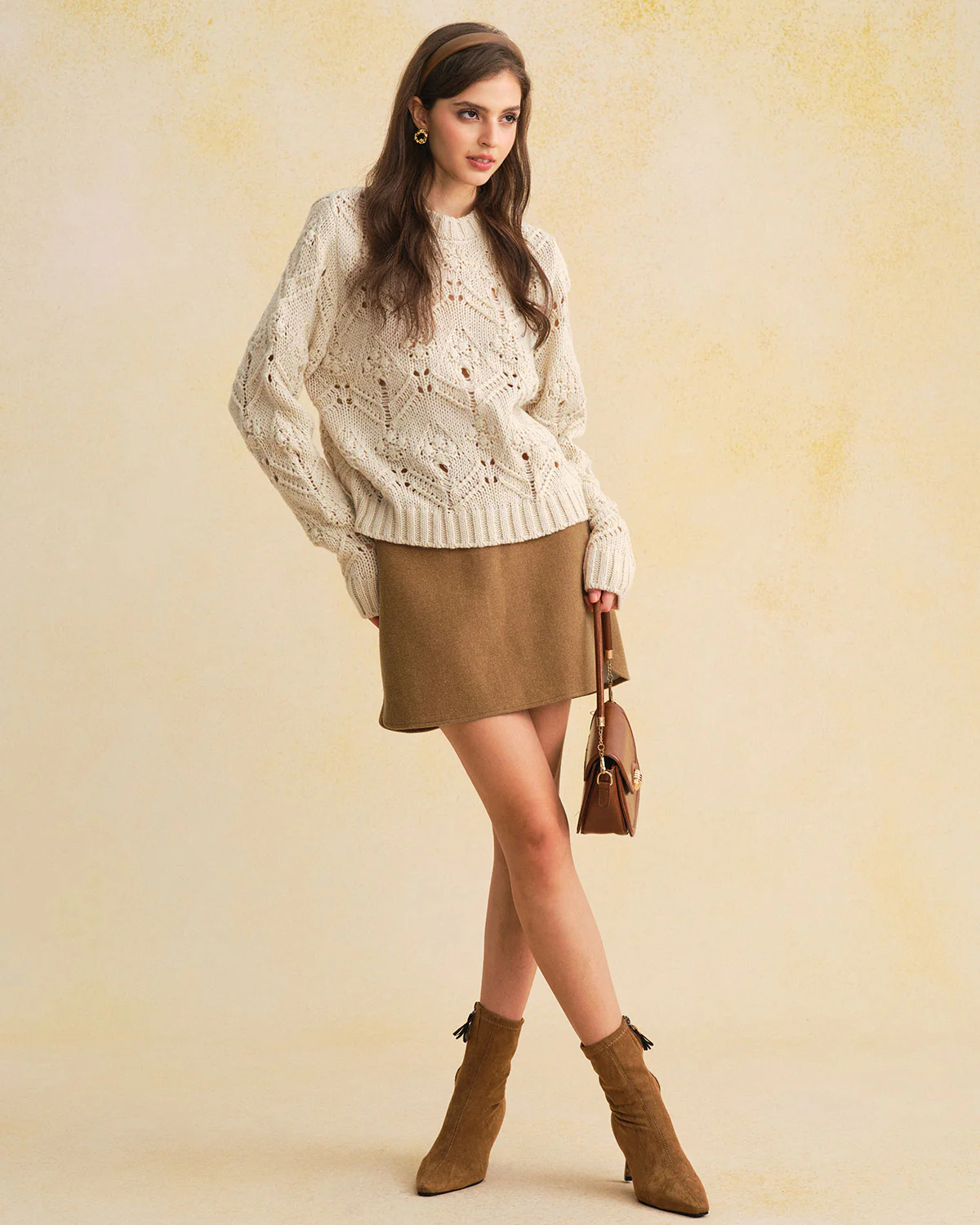 Caramel Natural Waisted A-Line Mini Skirt - Image 5