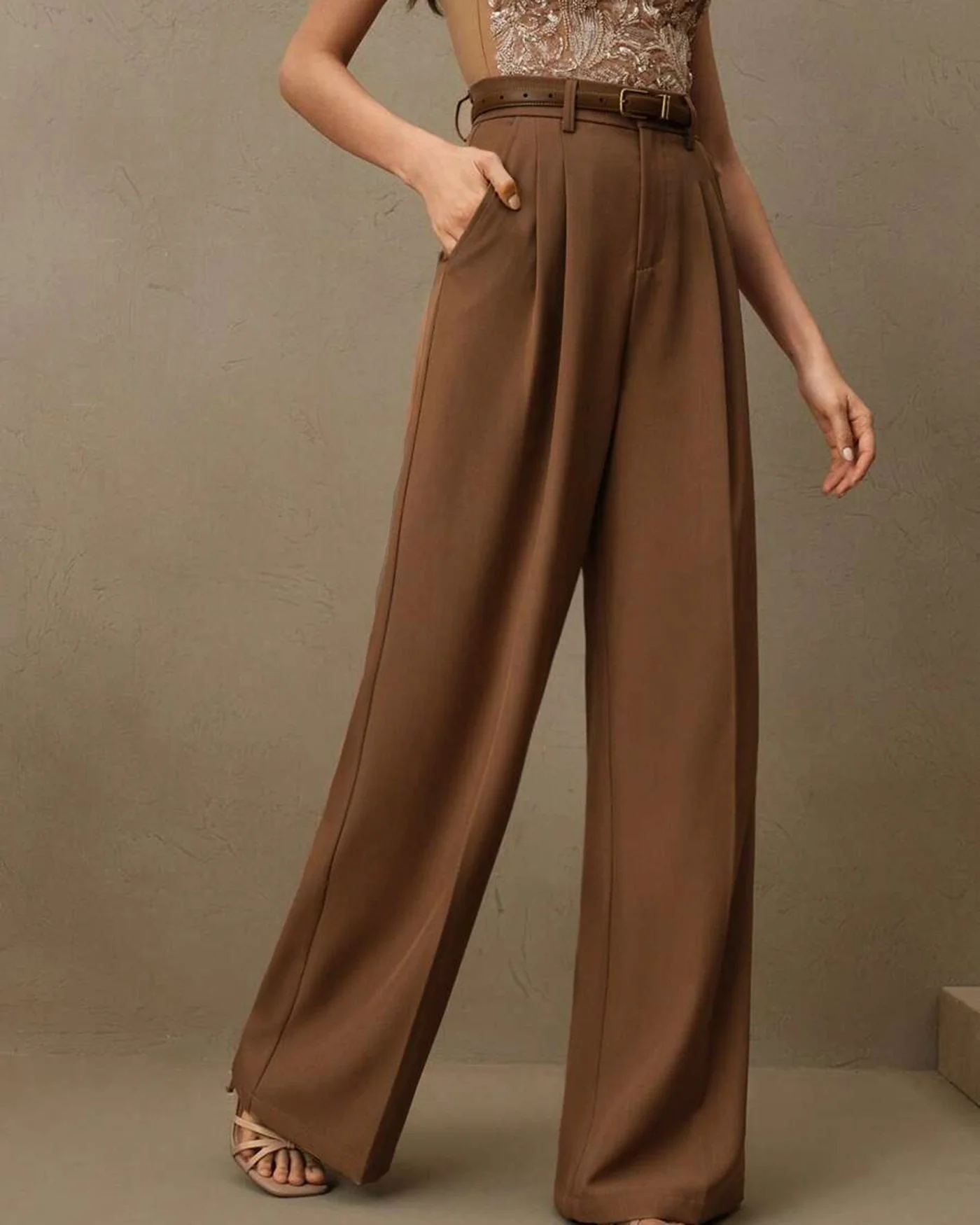 Caramel Natural Waisted Straight Pants - Image 3
