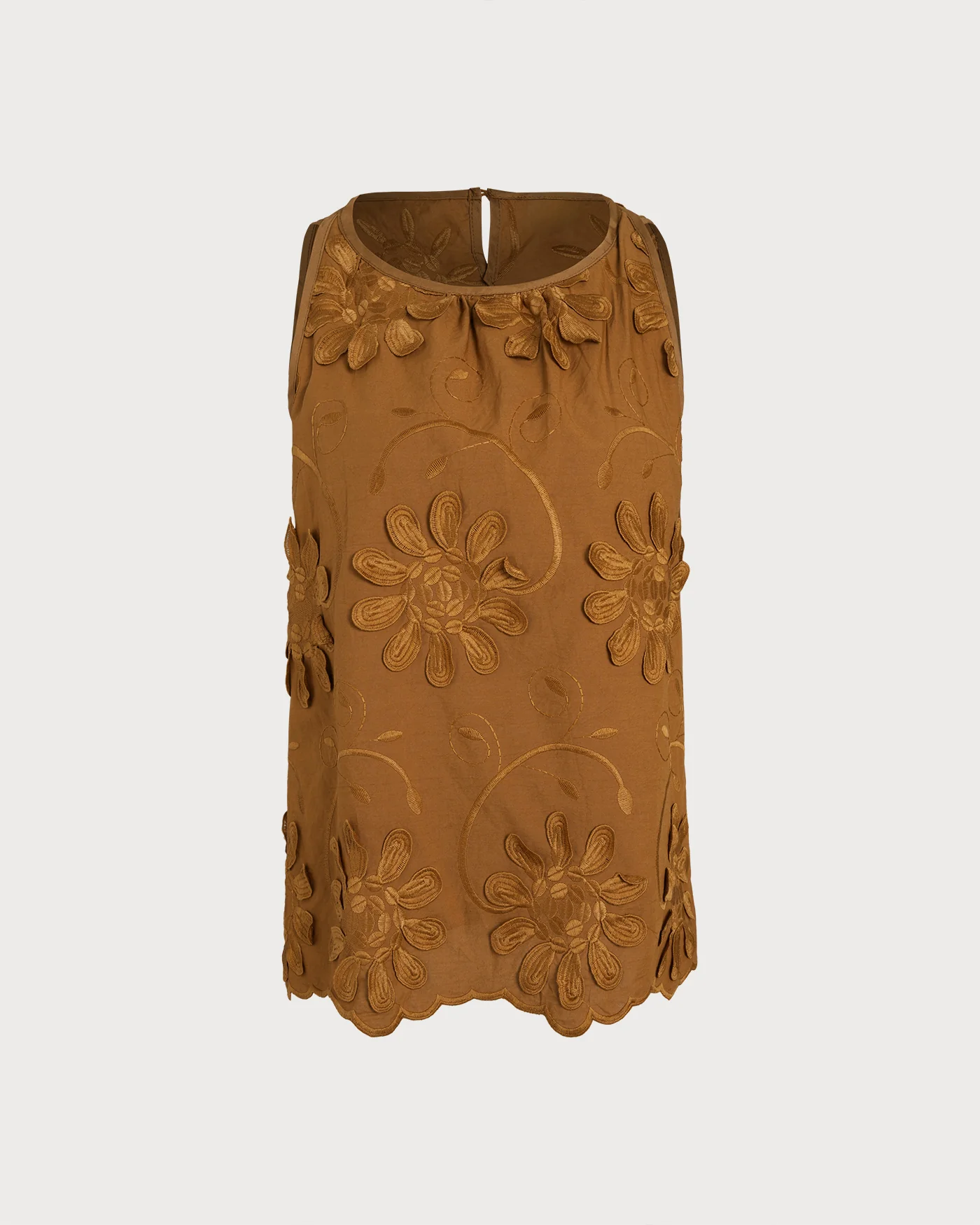 Caramel Round Neck Floral Tank Top - Image 4