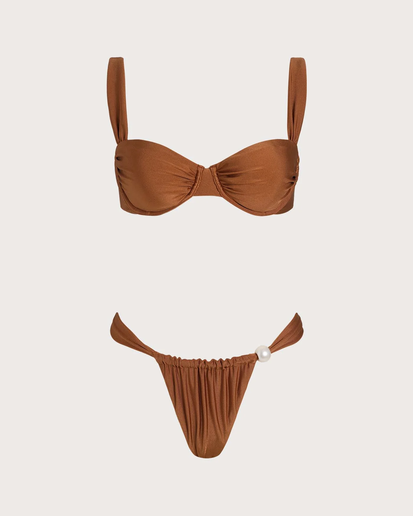 Caramel Sweetheart Neck Underwire Bikini Set - Image 3