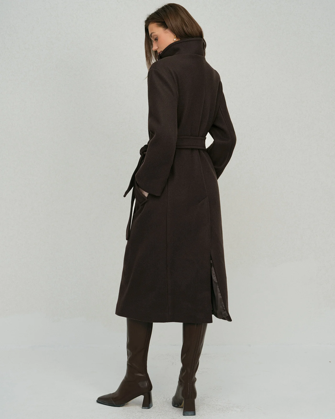 Coffee Belted Pocket Trench Coat - Image 5