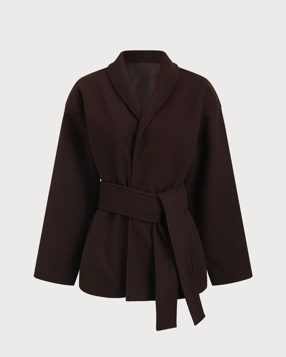 Coffee Belted Shawl Coat - Image 2