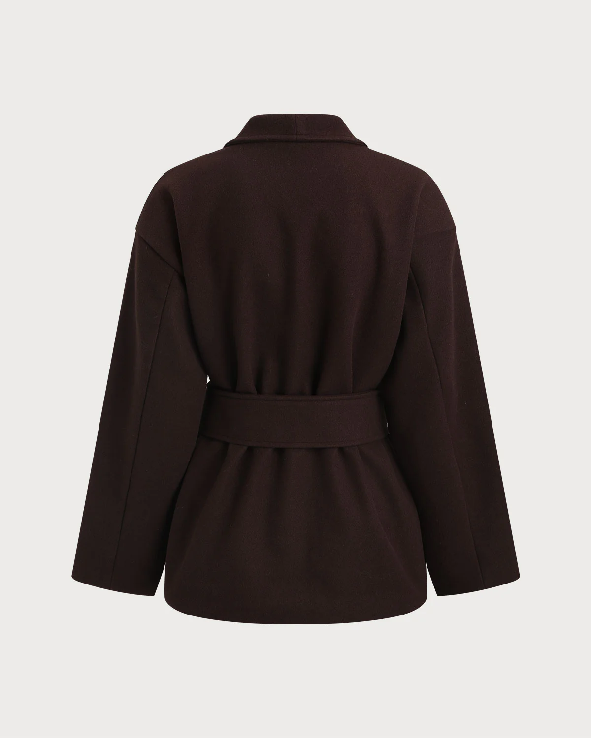 Coffee Belted Shawl Coat - Image 3