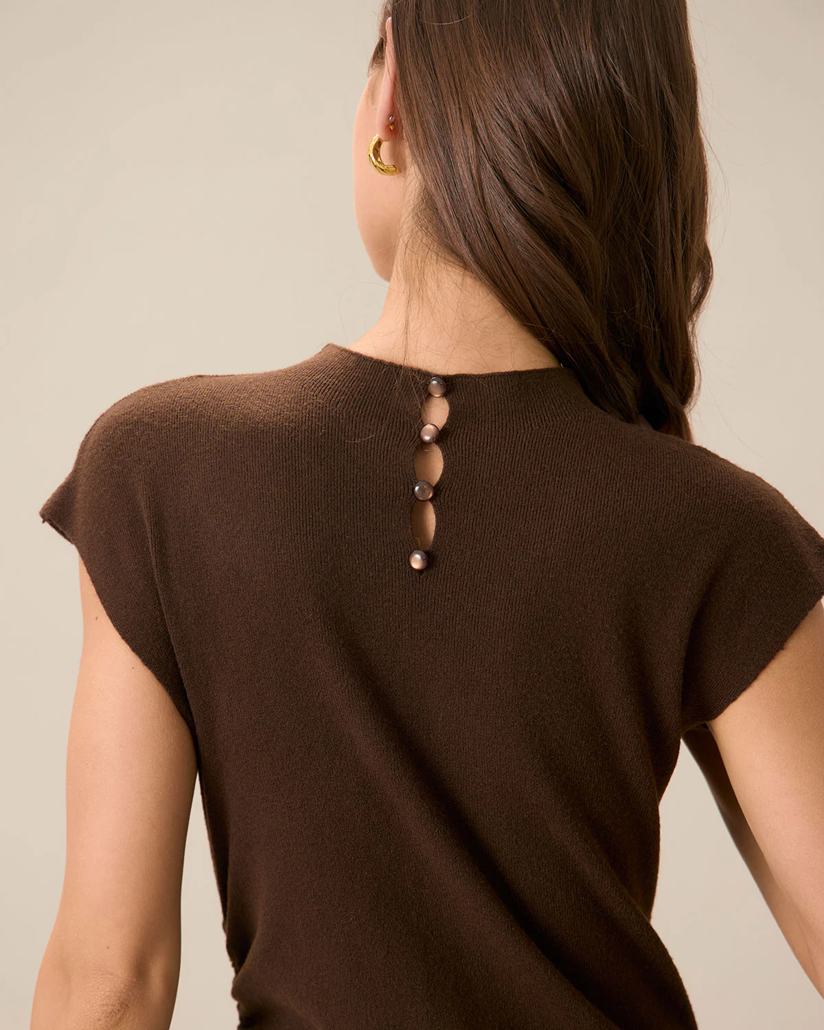 Coffee Bodycon Reversible Sweater Dress - Image 3