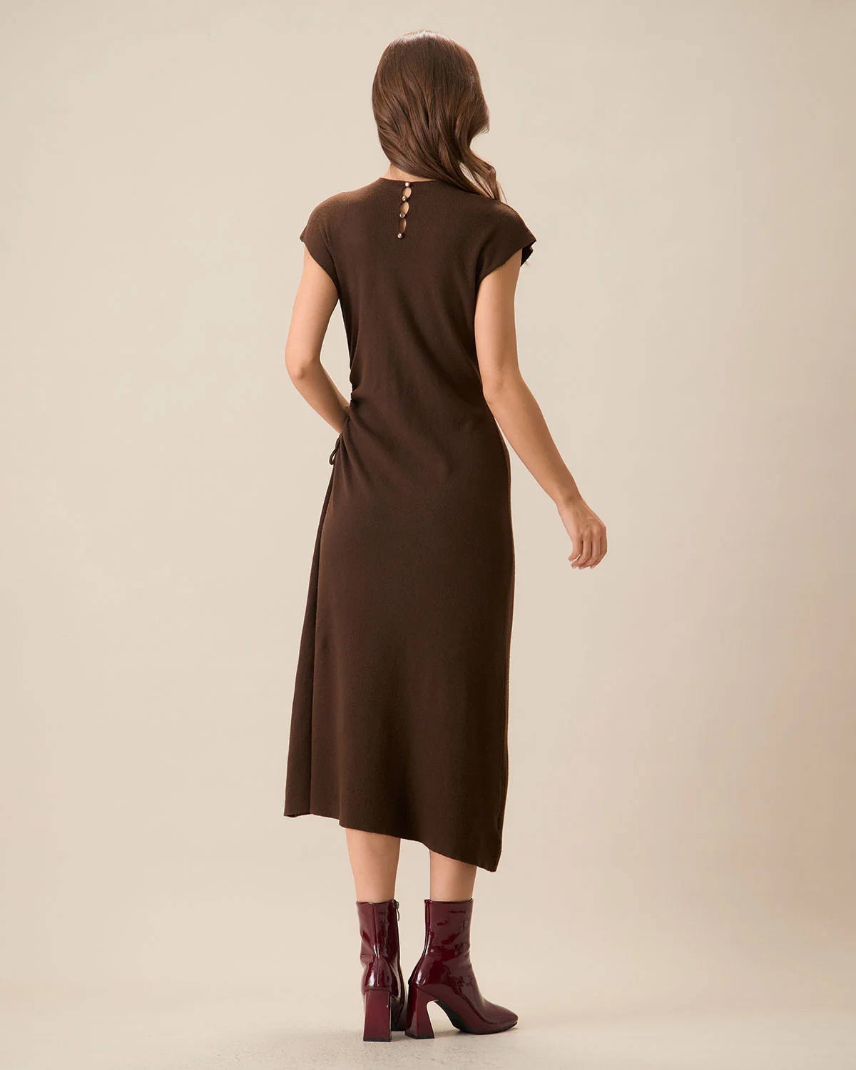 Coffee Bodycon Reversible Sweater Dress - Image 5