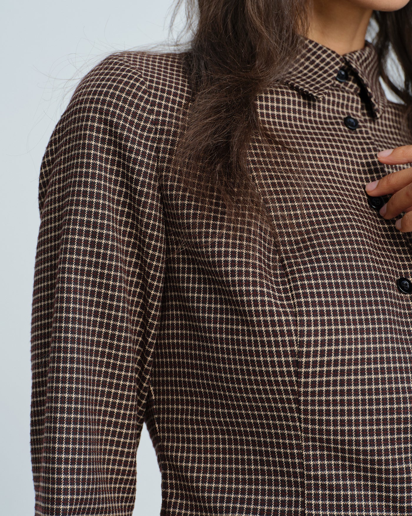 Coffee Button Plaid Shirt - Image 2