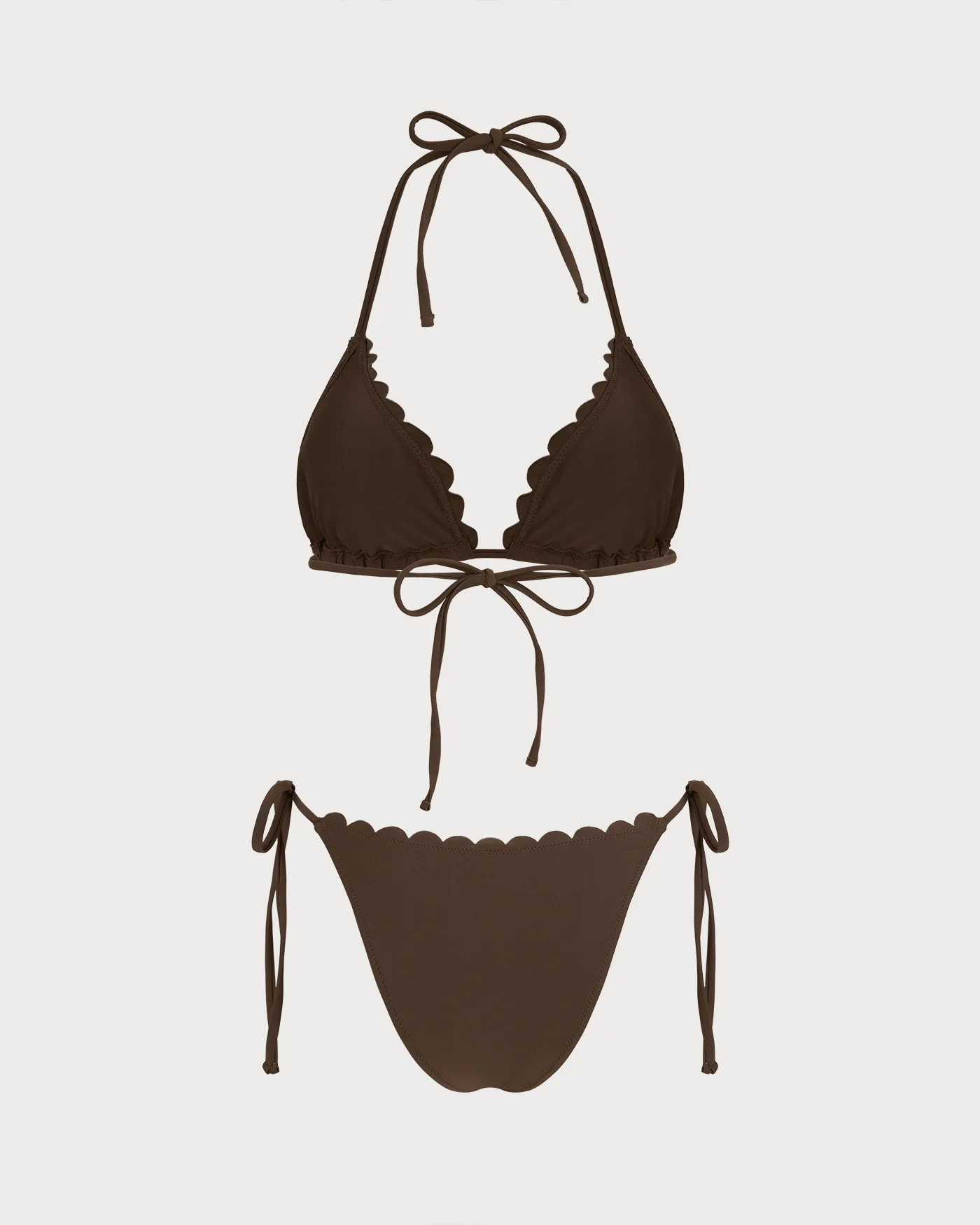Coffee Halter Embroidery Bikini Set - Image 4