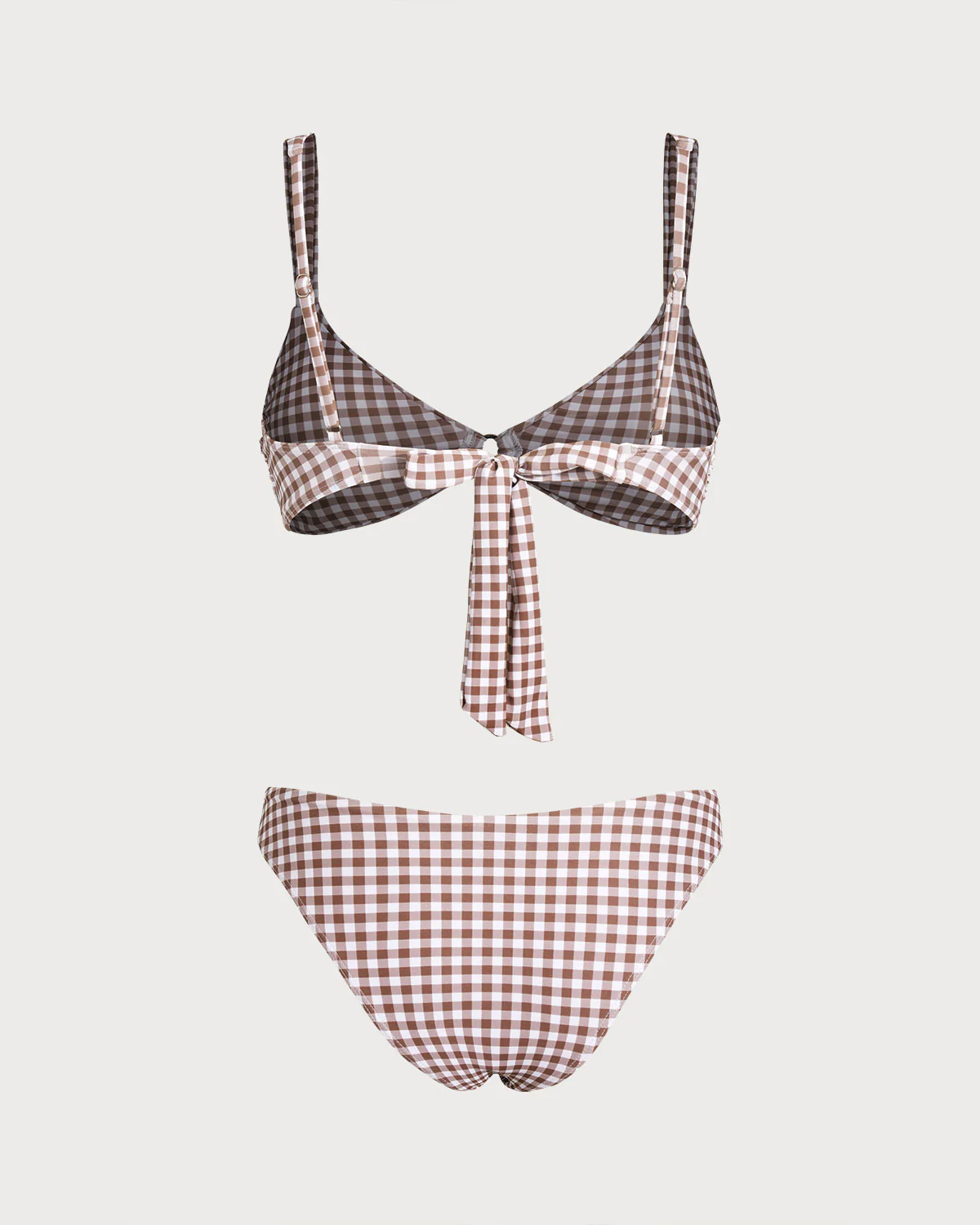 Coffee Plaid O-Ring Bikini Sets - Image 4