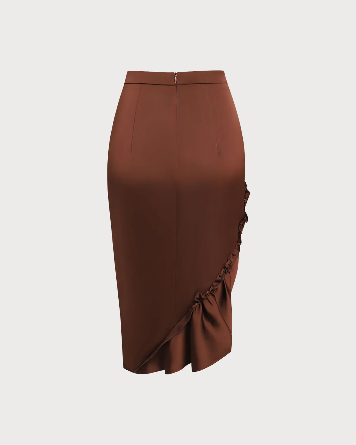 Coffee Ruched Pencil Midi Skirt - Image 6
