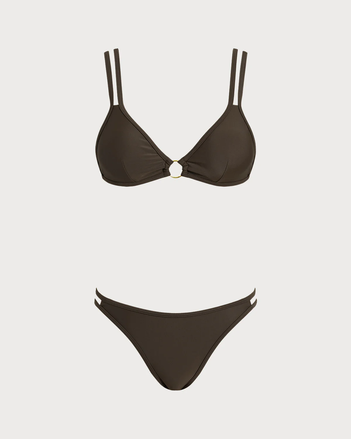 Coffee Triangle O-Ring Bikini Set - Image 2