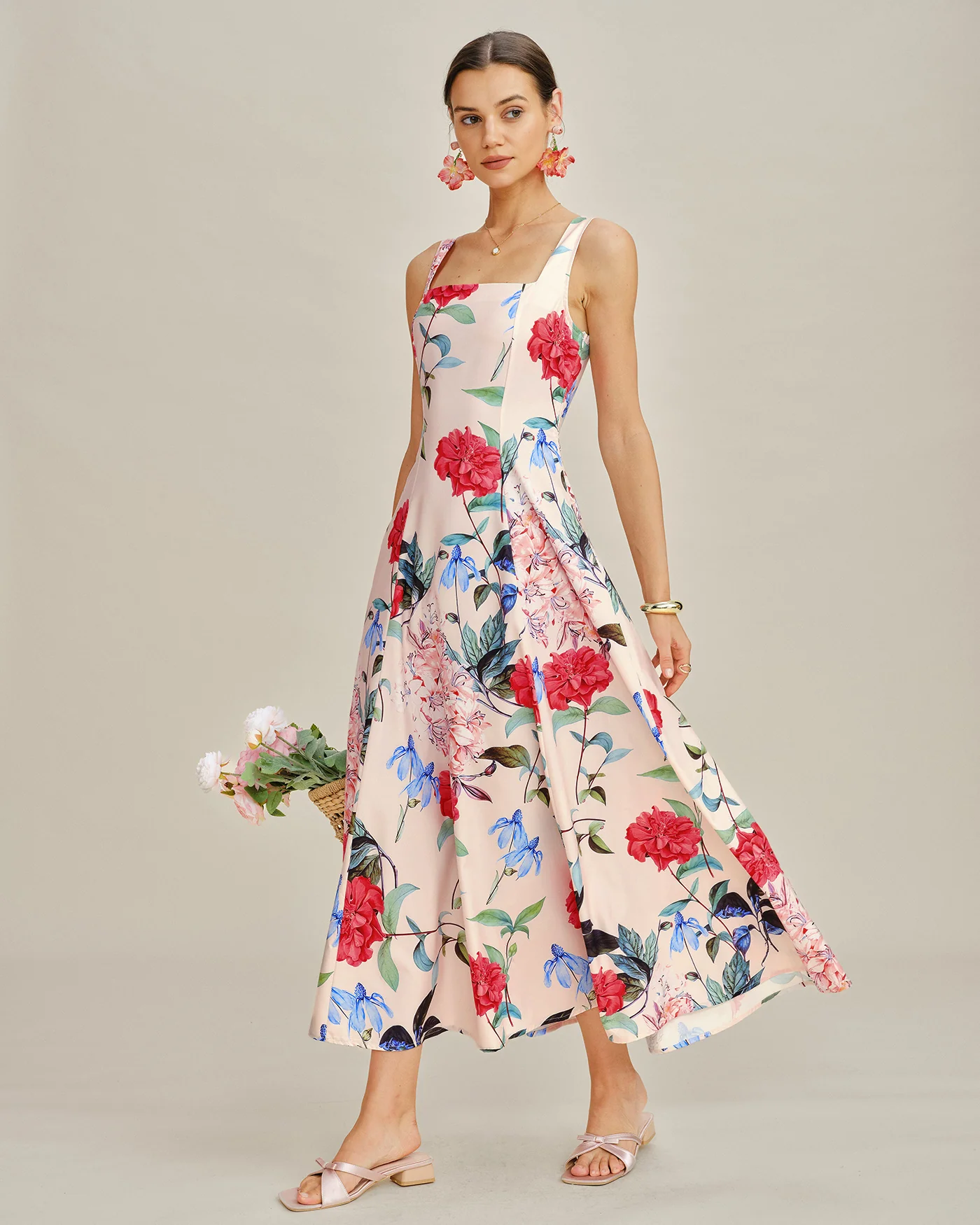 Floral A-Line Sleeveless Maxi Dress - Image 4
