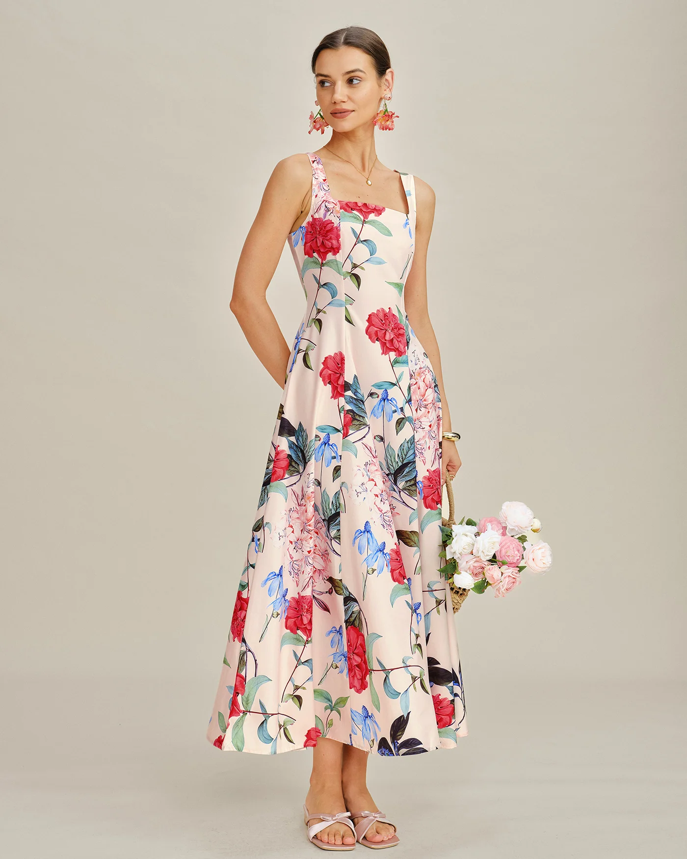 Floral A-Line Sleeveless Maxi Dress - Image 5